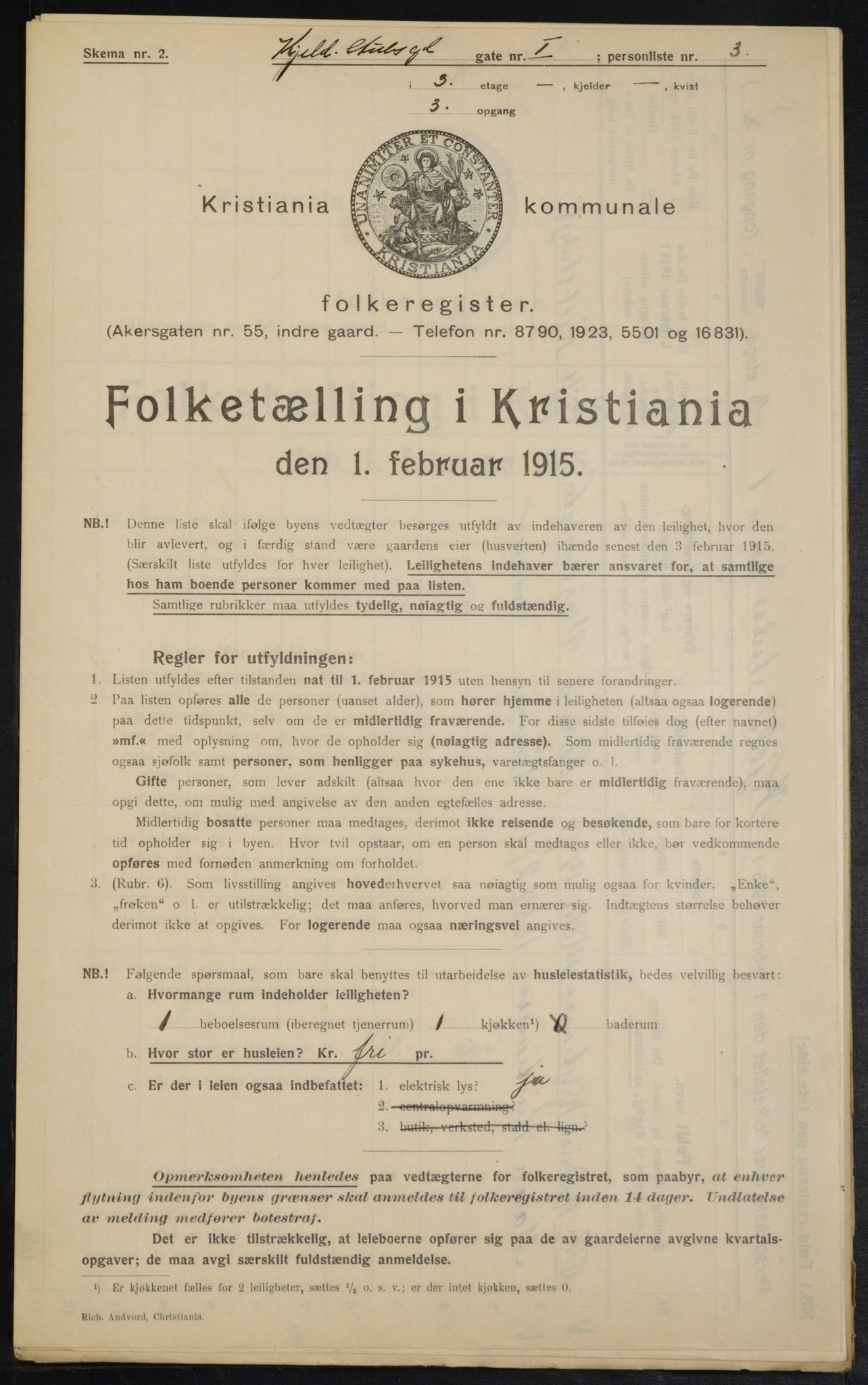 OBA, Municipal Census 1915 for Kristiania, 1915, p. 51011