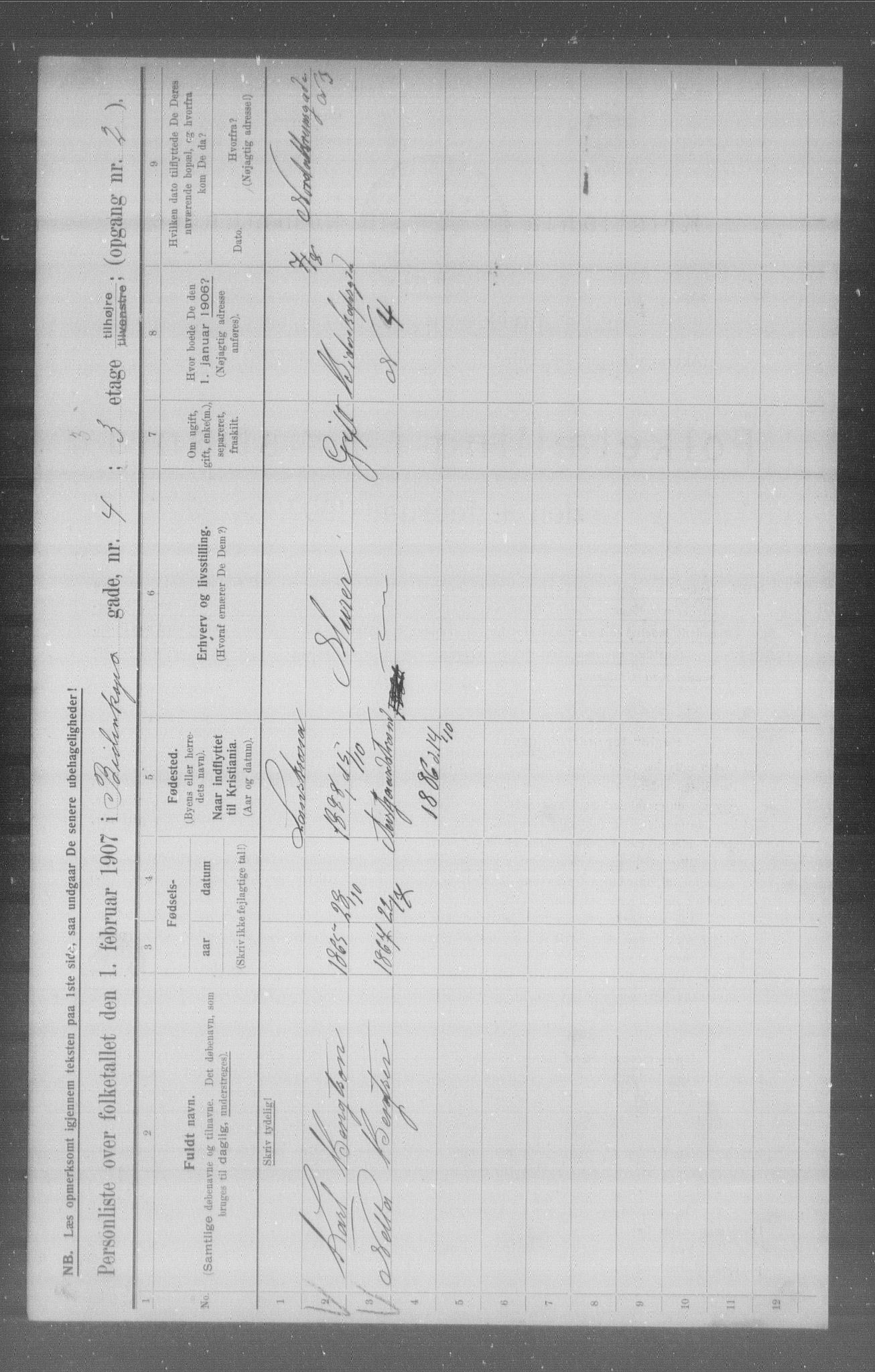 OBA, Municipal Census 1907 for Kristiania, 1907, p. 2591