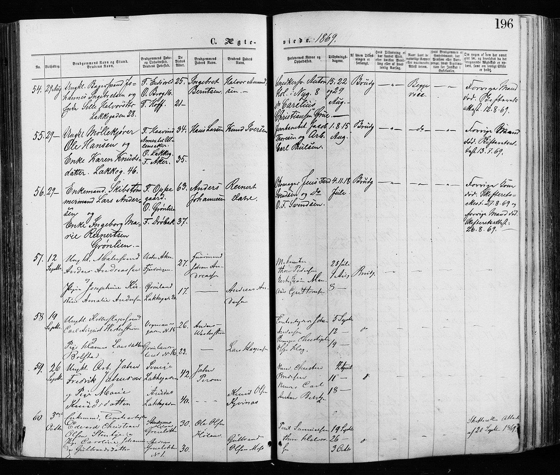 Grønland prestekontor Kirkebøker, SAO/A-10848/F/Fa/L0005: Parish register (official) no. 5, 1869-1880, p. 196