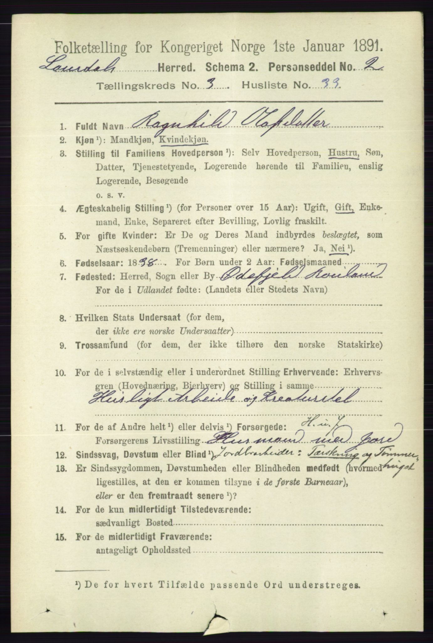 RA, 1891 census for 0833 Lårdal, 1891, p. 995