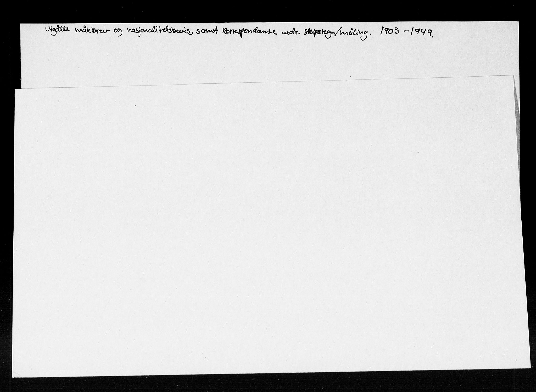 Tvedestrand tollsted, SAK/1351-0011/H/Ha/L0145: Skipsmåling, 1845-1949, p. 303