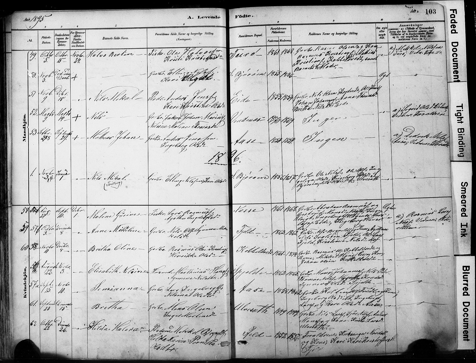 Fjell sokneprestembete, SAB/A-75301/H/Hab: Parish register (copy) no. A 4, 1880-1899, p. 103