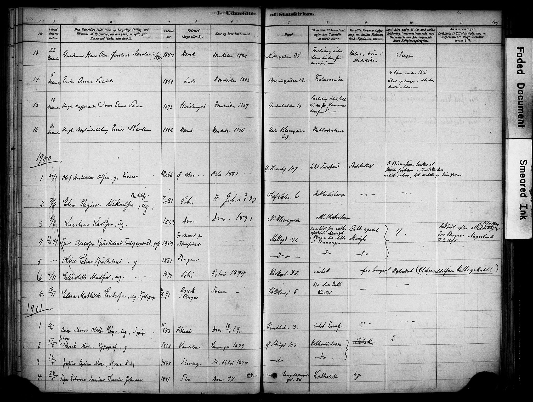 Domkirken sokneprestkontor, SAST/A-101812/001/30/30BA/L0025: Parish register (official) no. A 24, 1877-1927, p. 144