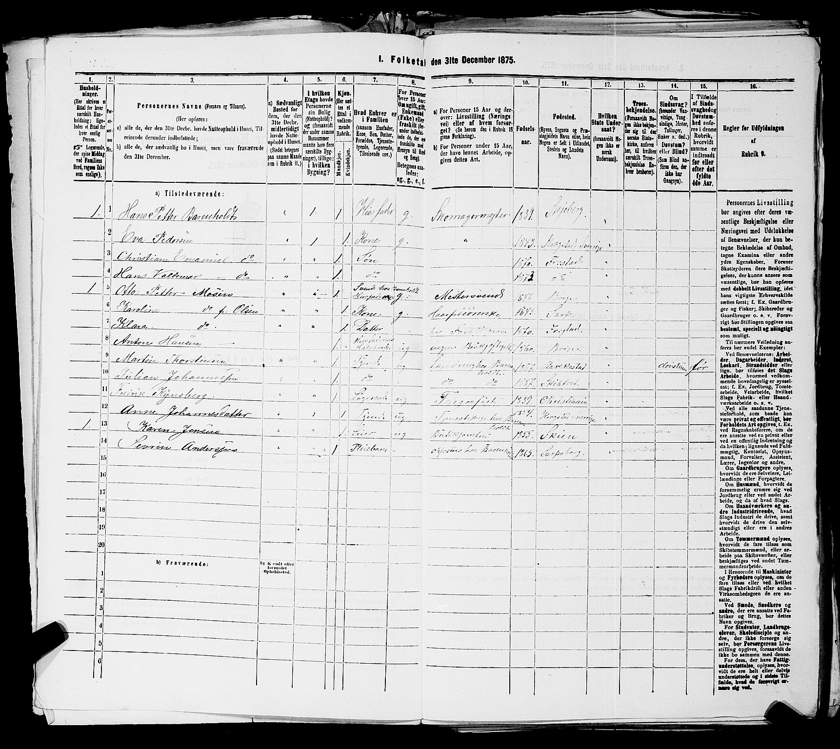 RA, 1875 census for 0103B Fredrikstad/Fredrikstad, 1875, p. 1349