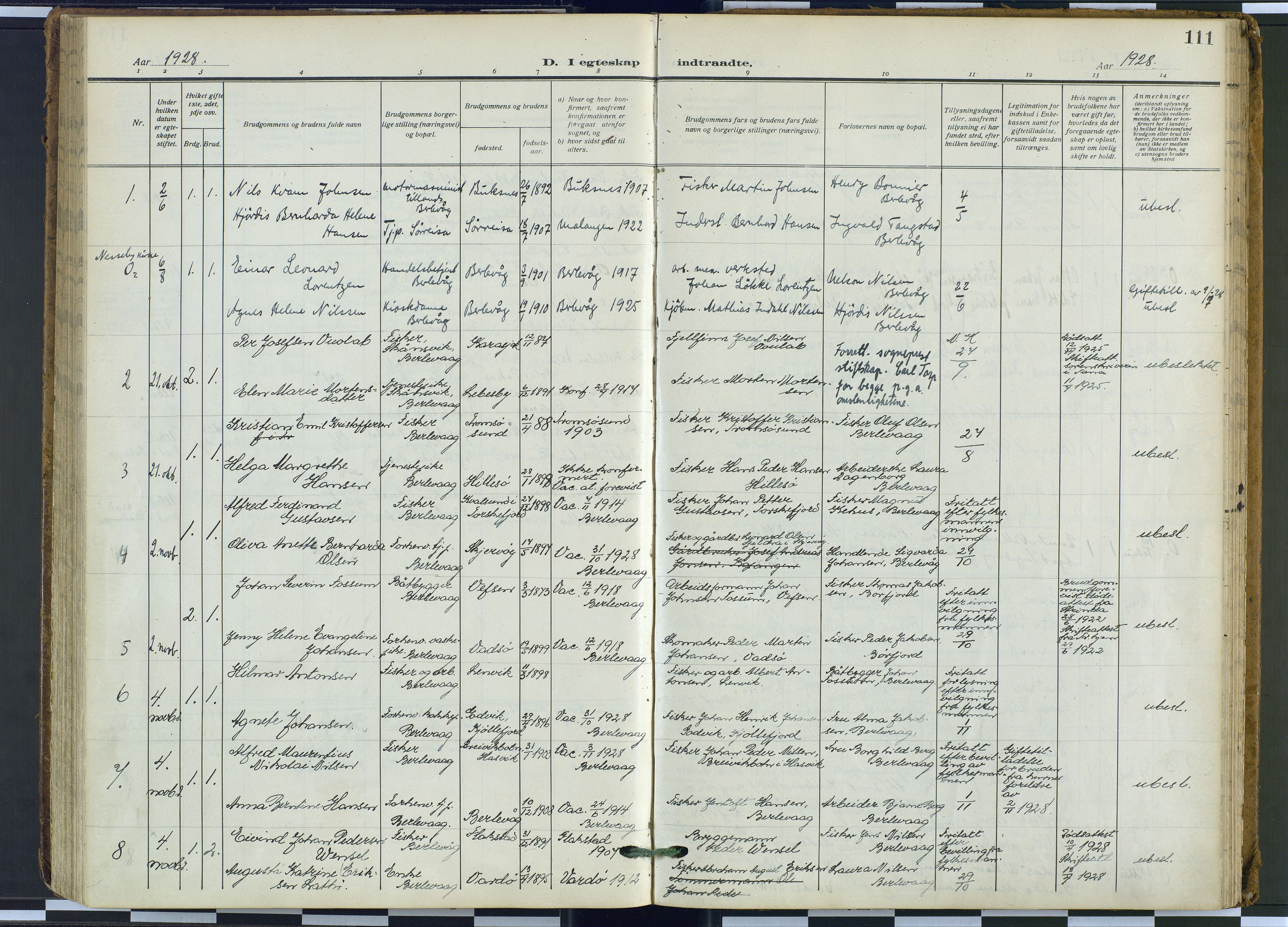Tana sokneprestkontor, SATØ/S-1334/H/Ha: Parish register (official) no. 9, 1914-1930, p. 111