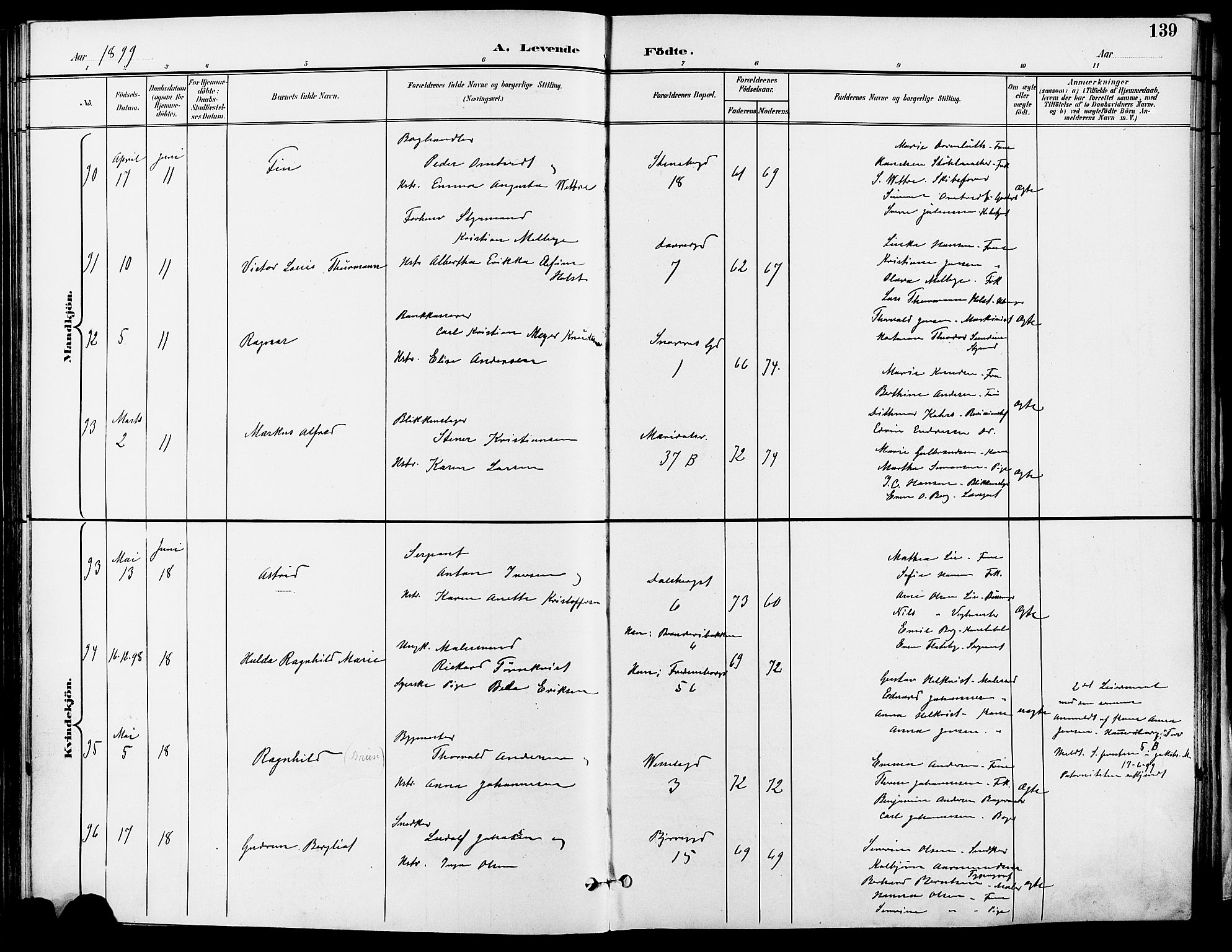 Gamle Aker prestekontor Kirkebøker, SAO/A-10617a/F/L0011: Parish register (official) no. 11, 1896-1901, p. 139
