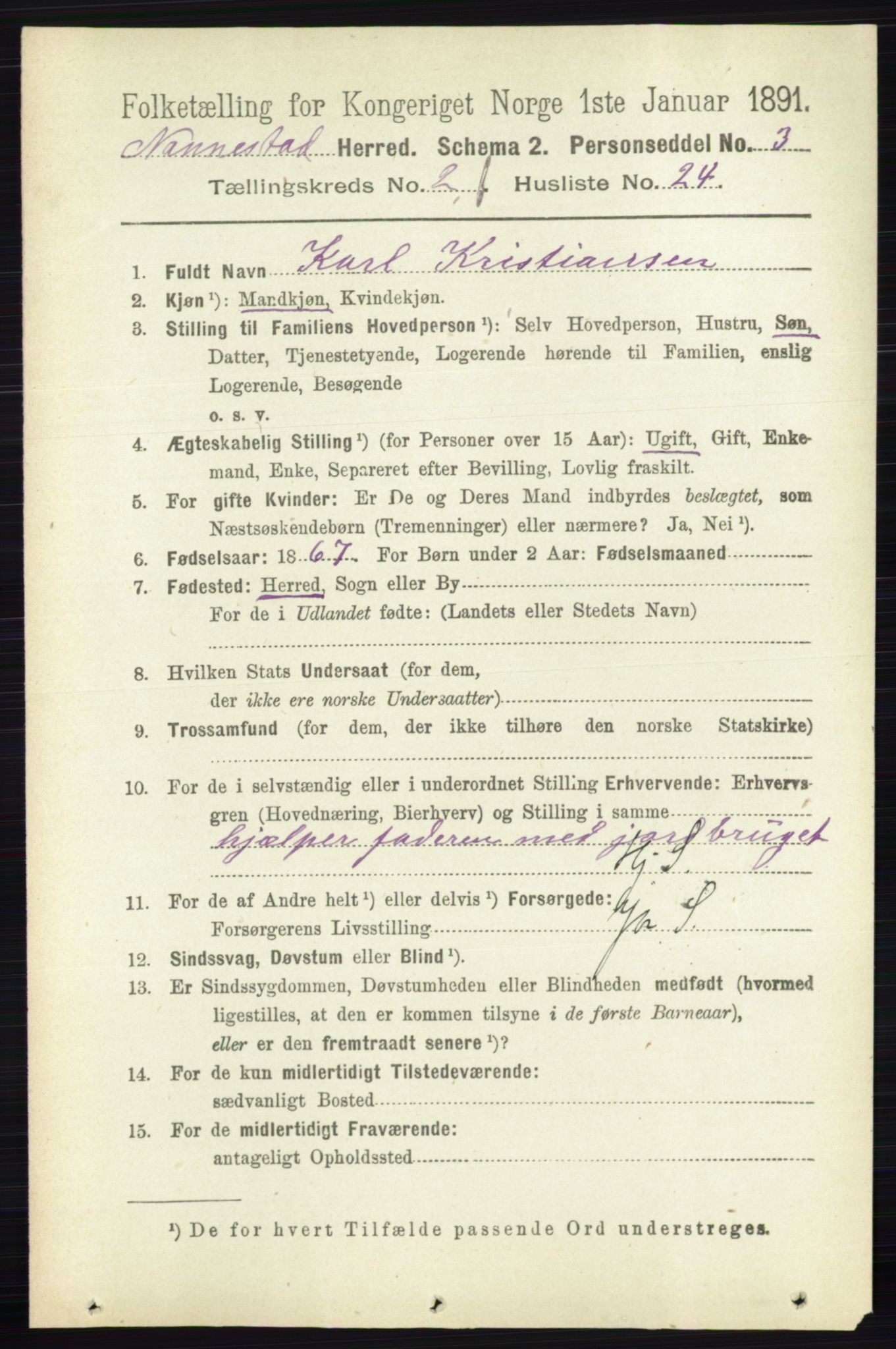 RA, 1891 census for 0238 Nannestad, 1891, p. 1275