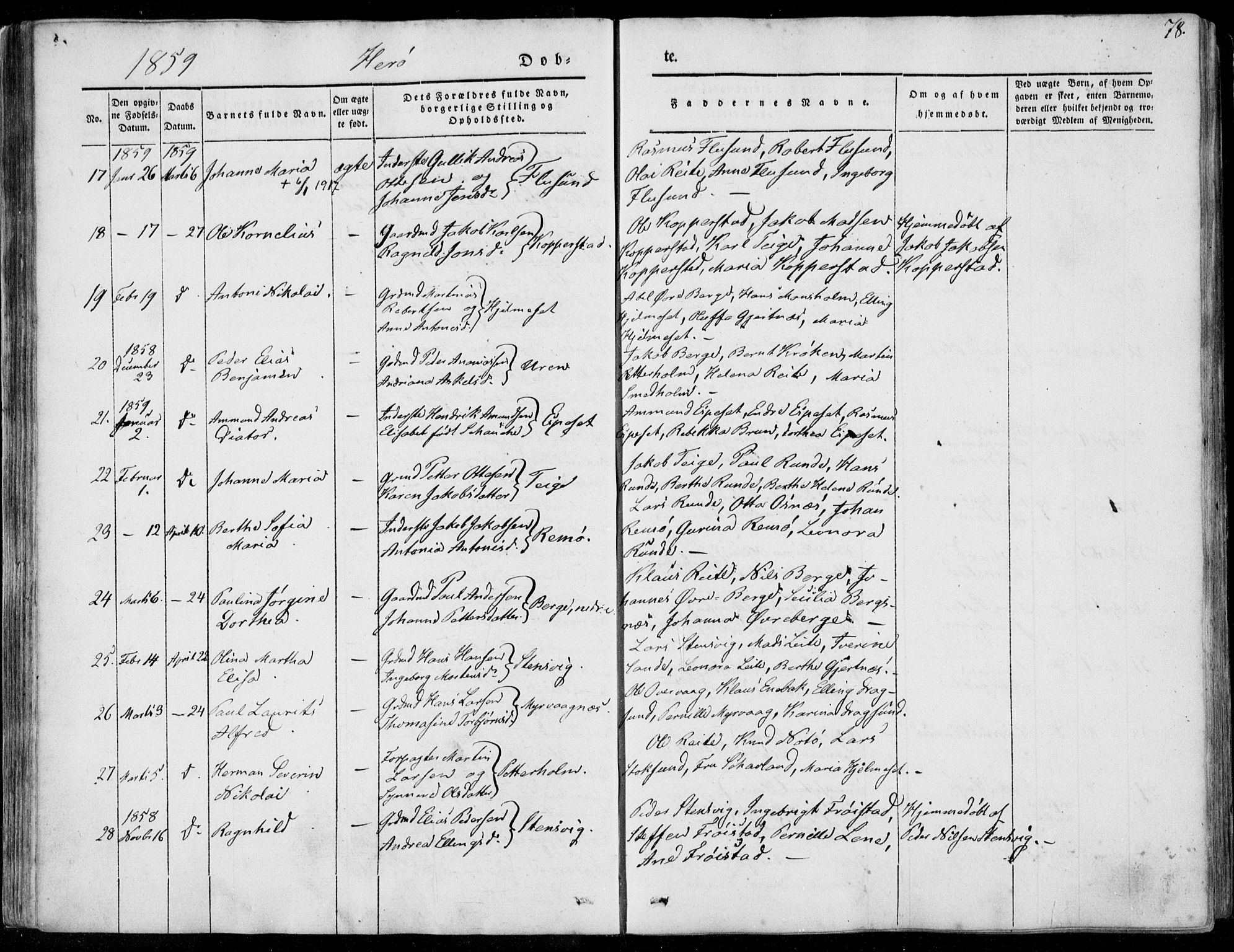 Ministerialprotokoller, klokkerbøker og fødselsregistre - Møre og Romsdal, AV/SAT-A-1454/507/L0070: Parish register (official) no. 507A05, 1842-1873, p. 78