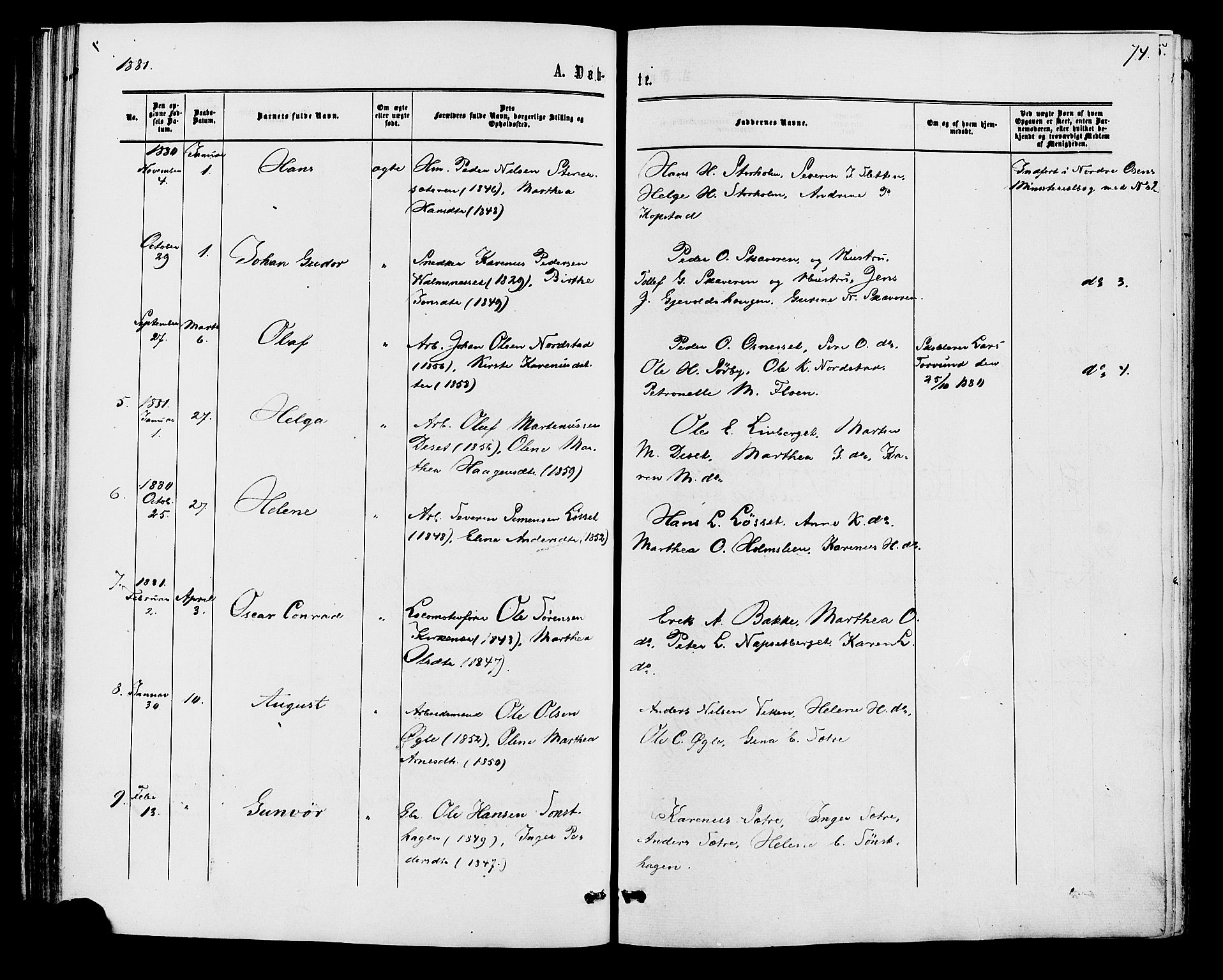 Åmot prestekontor, Hedmark, AV/SAH-PREST-056/H/Ha/Haa/L0009: Parish register (official) no. 9, 1875-1883, p. 74