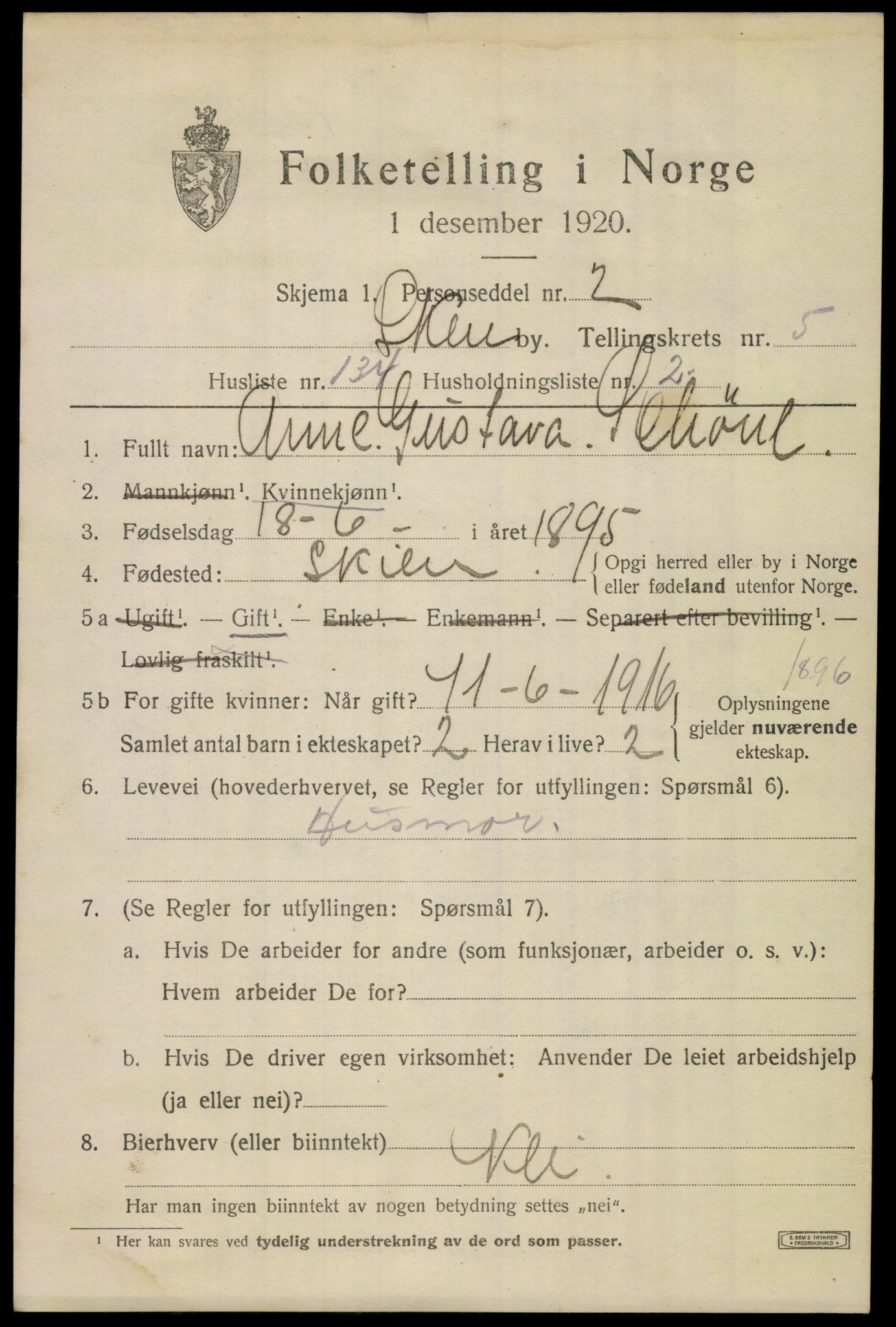 SAKO, 1920 census for Skien, 1920, p. 21778