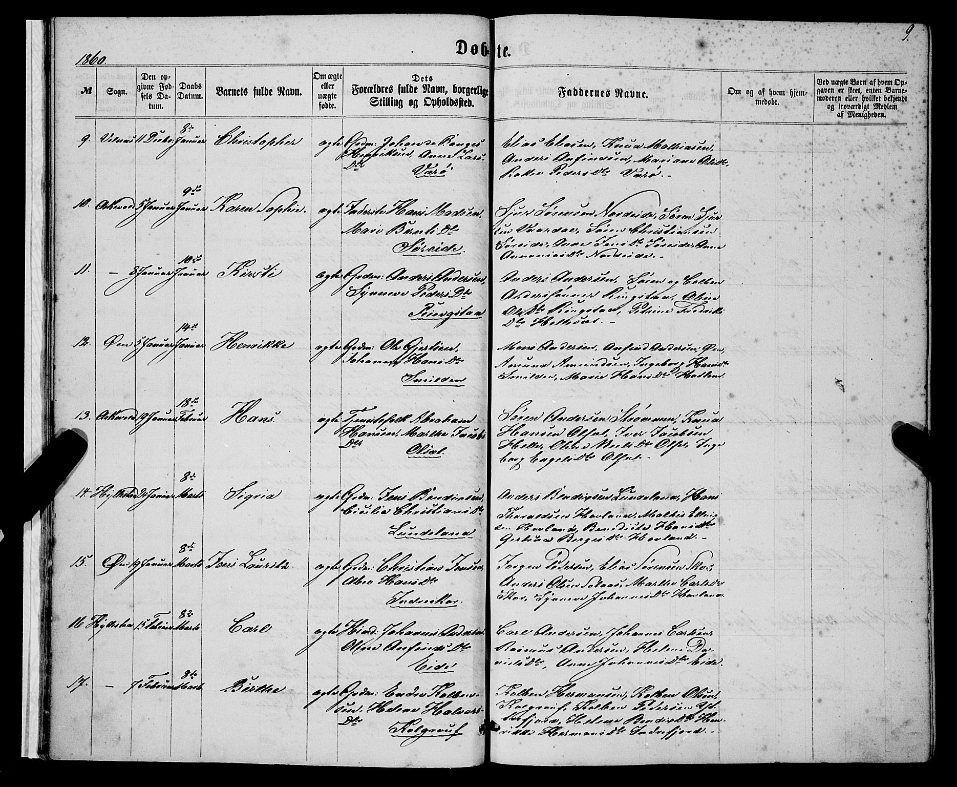 Askvoll sokneprestembete, AV/SAB-A-79501/H/Haa/Haaa/L0012: Parish register (official) no. A 12, 1859-1878, p. 9