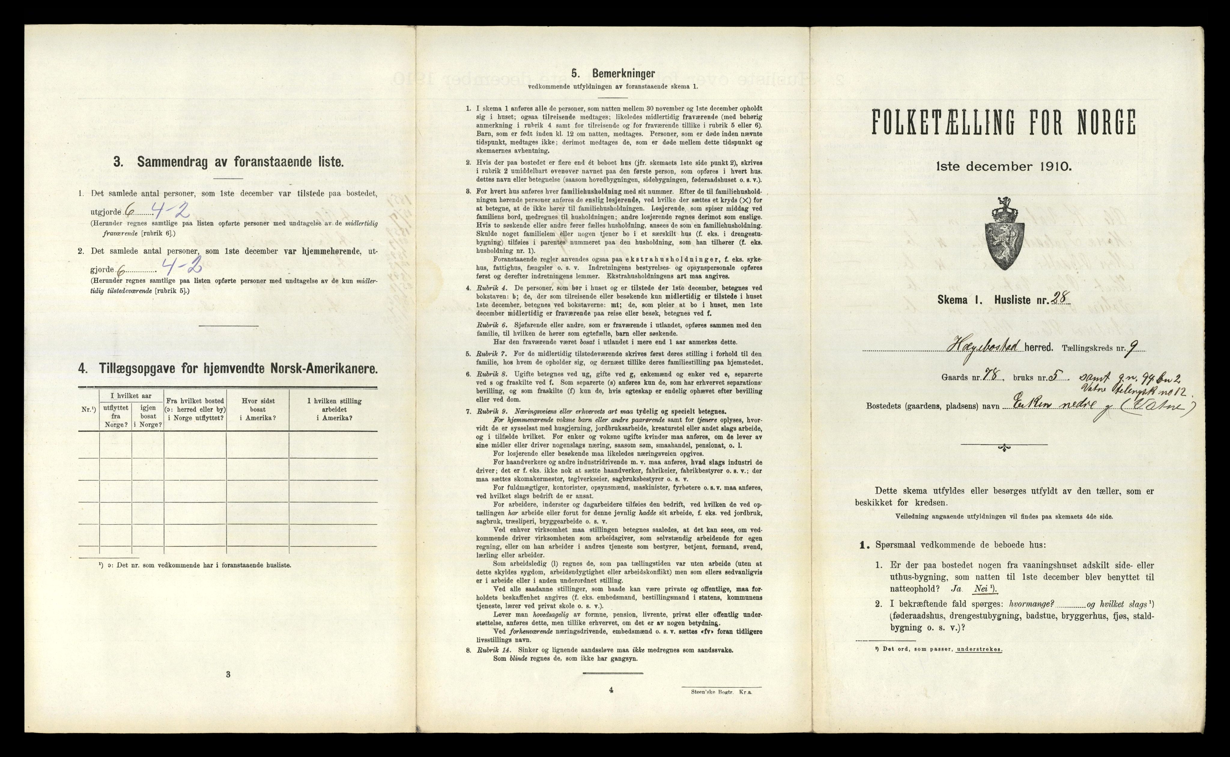 RA, 1910 census for Hægebostad, 1910, p. 761