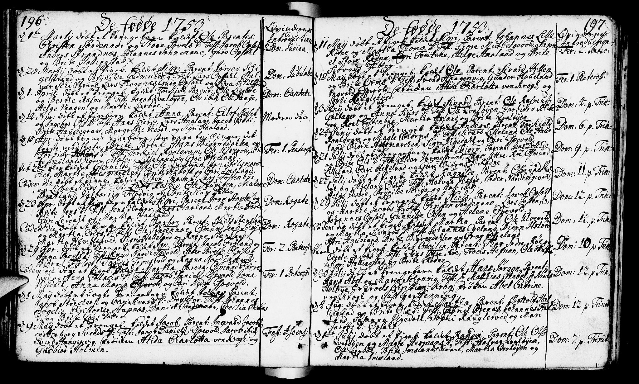 Vikedal sokneprestkontor, SAST/A-101840/01/IV: Parish register (official) no. A 1, 1737-1778, p. 196-197