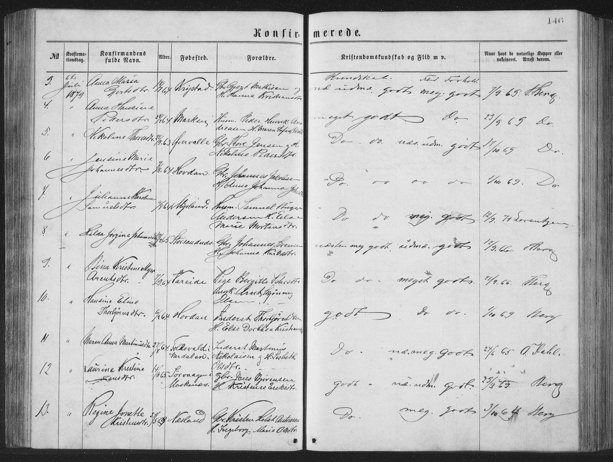 Ministerialprotokoller, klokkerbøker og fødselsregistre - Nordland, SAT/A-1459/885/L1213: Parish register (copy) no. 885C02, 1874-1892, p. 146