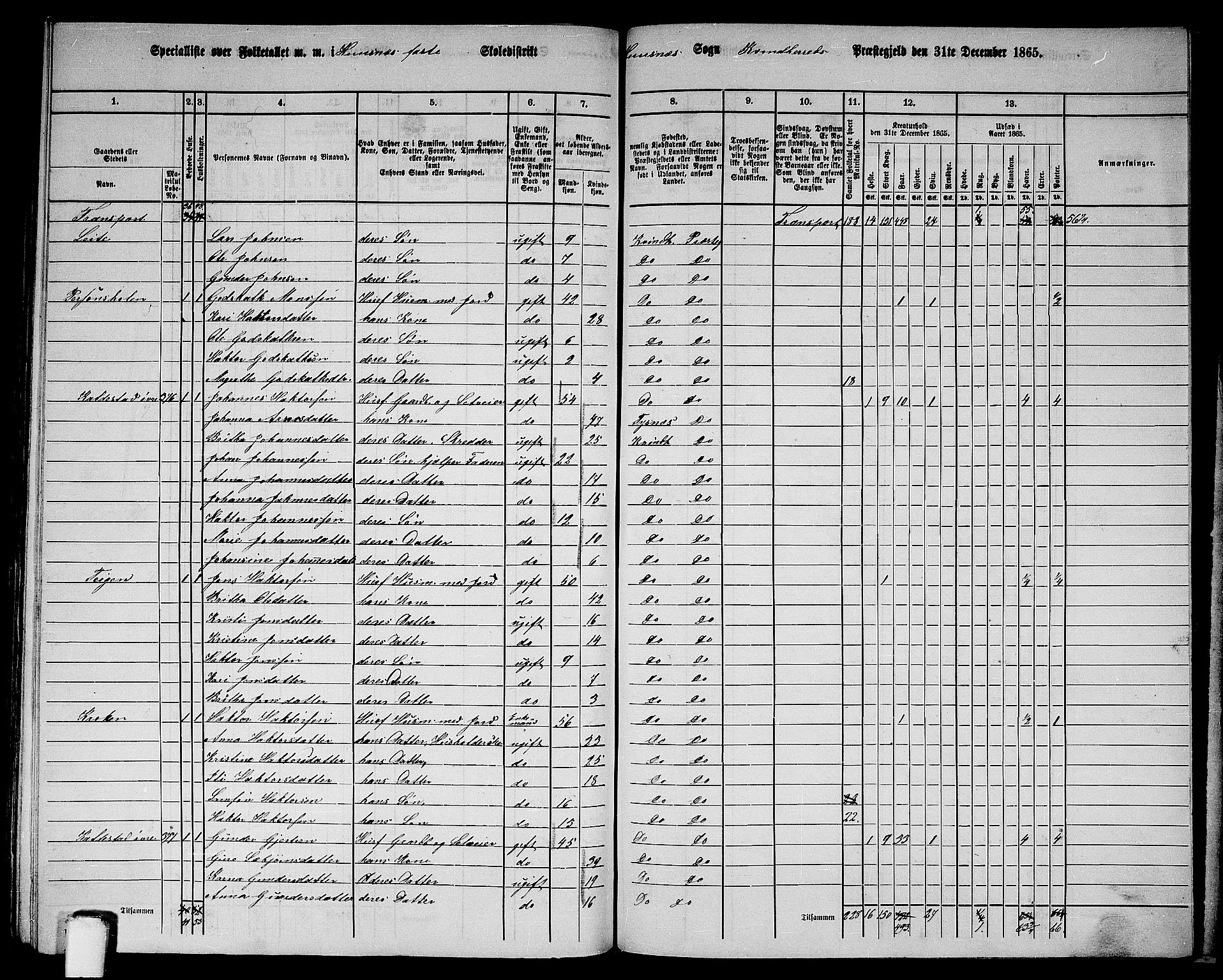 RA, 1865 census for Kvinnherad, 1865, p. 185