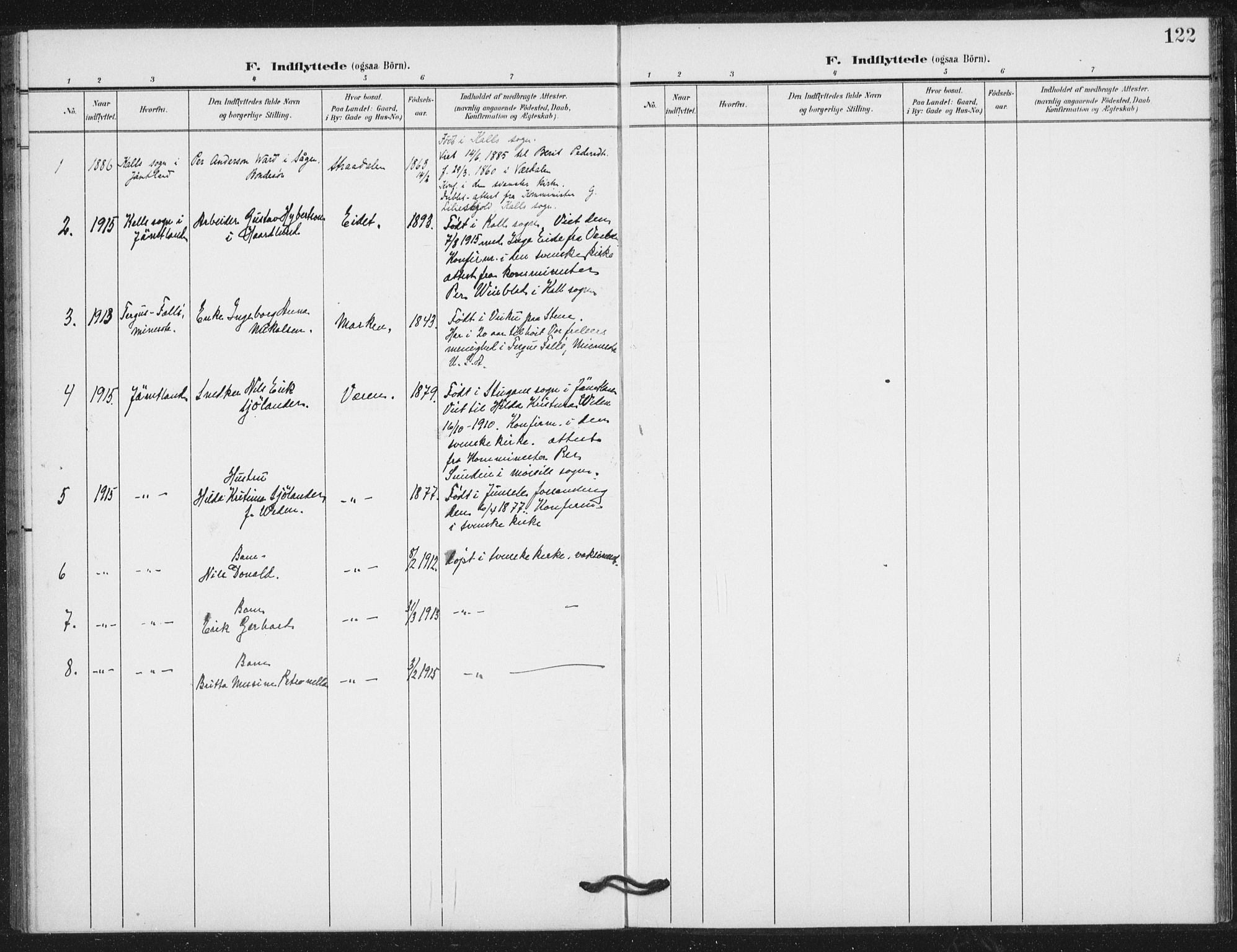Ministerialprotokoller, klokkerbøker og fødselsregistre - Nord-Trøndelag, SAT/A-1458/724/L0264: Parish register (official) no. 724A02, 1908-1915, p. 122