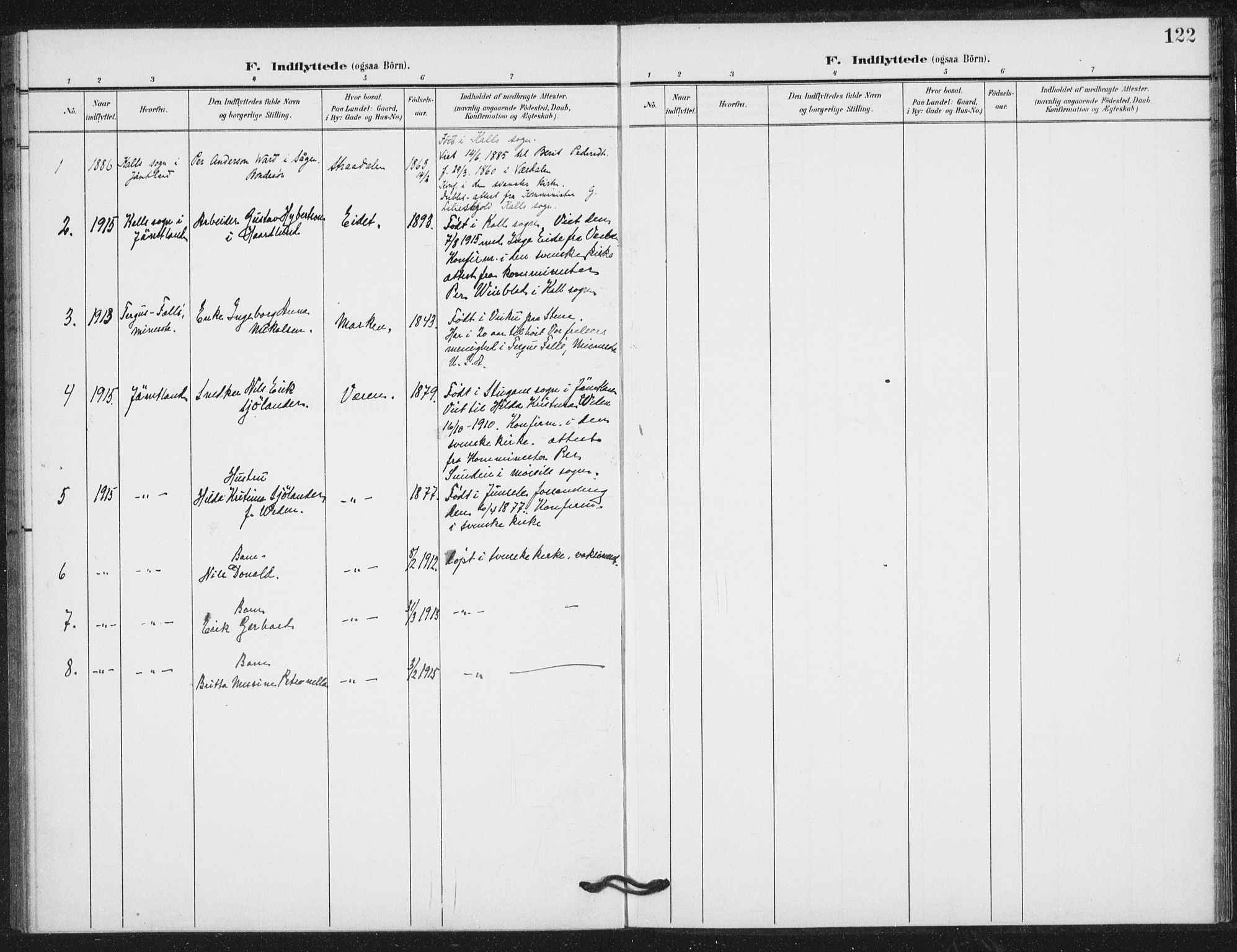 Ministerialprotokoller, klokkerbøker og fødselsregistre - Nord-Trøndelag, AV/SAT-A-1458/724/L0264: Parish register (official) no. 724A02, 1908-1915, p. 122