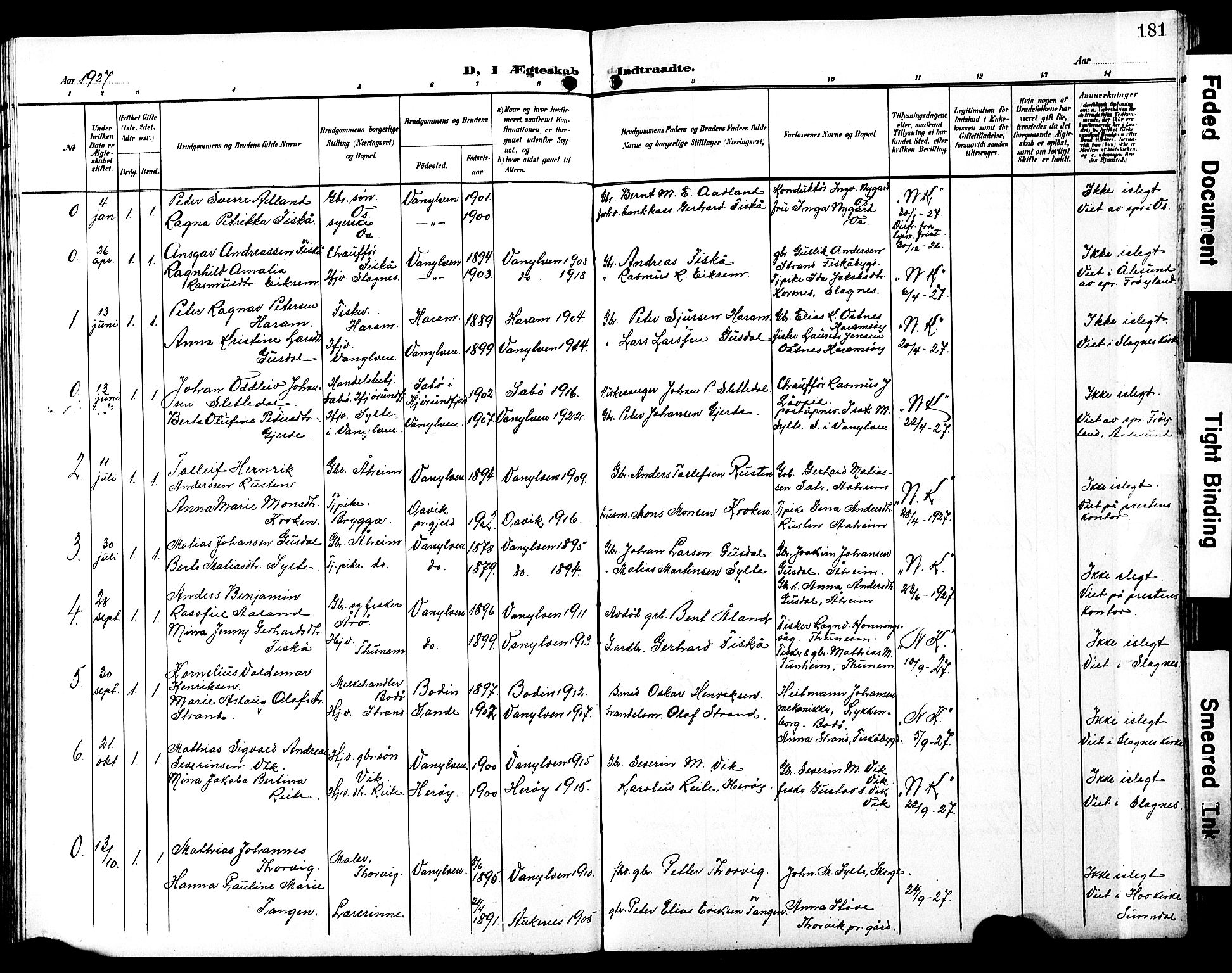Ministerialprotokoller, klokkerbøker og fødselsregistre - Møre og Romsdal, SAT/A-1454/501/L0018: Parish register (copy) no. 501C04, 1902-1930, p. 181