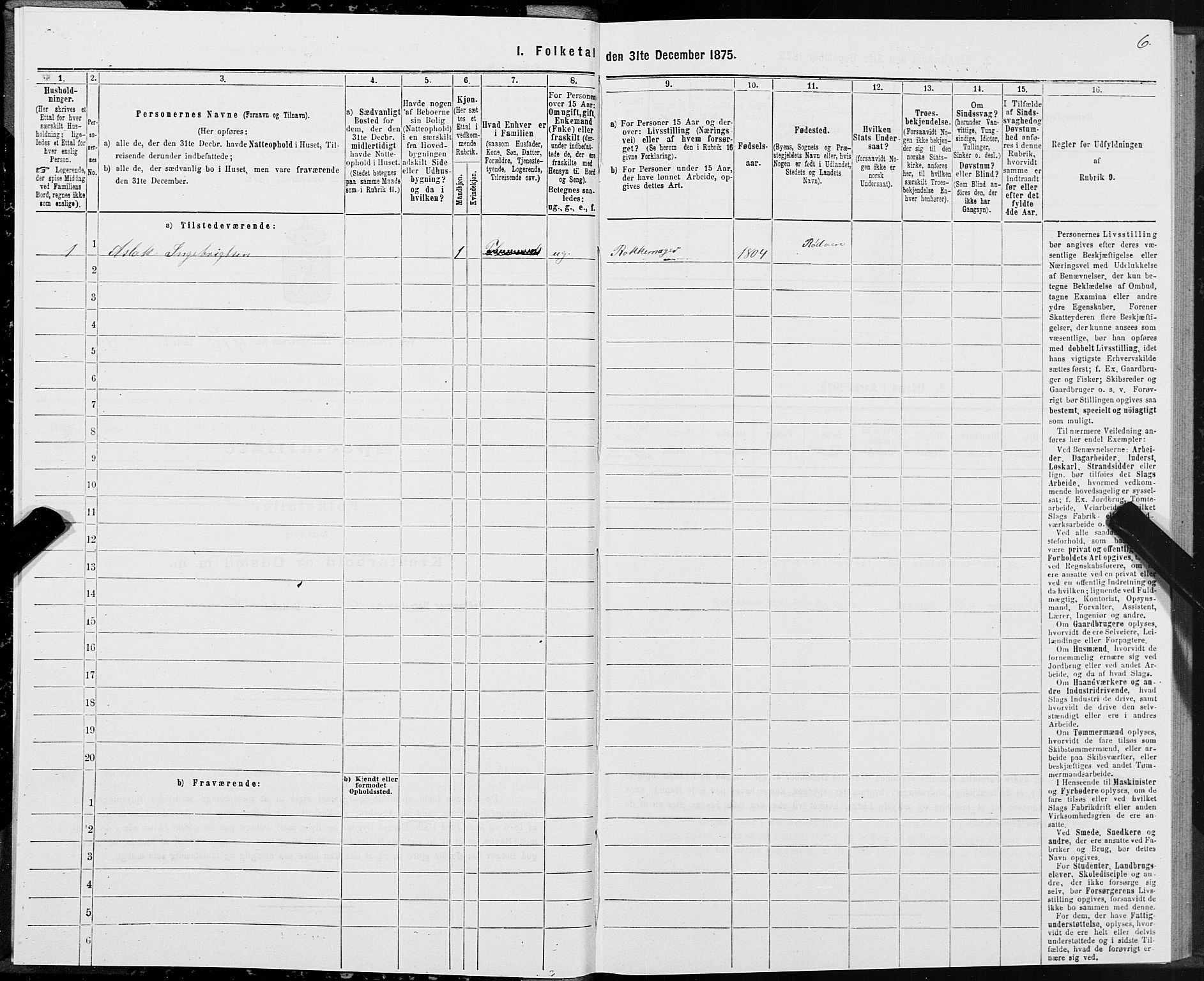 SAT, 1875 census for 1541P Veøy, 1875, p. 3006