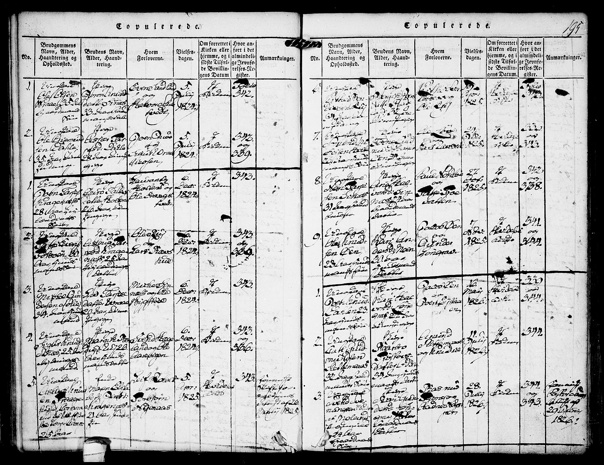 Kviteseid kirkebøker, SAKO/A-276/F/Fc/L0001: Parish register (official) no. III 1, 1815-1836, p. 195