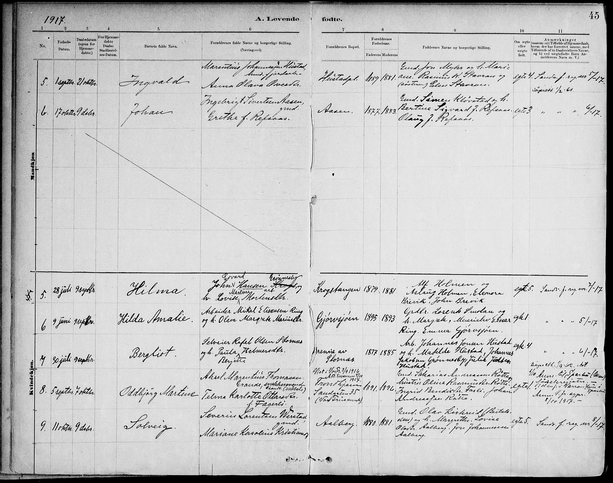 Ministerialprotokoller, klokkerbøker og fødselsregistre - Nord-Trøndelag, SAT/A-1458/732/L0316: Parish register (official) no. 732A01, 1879-1921, p. 45