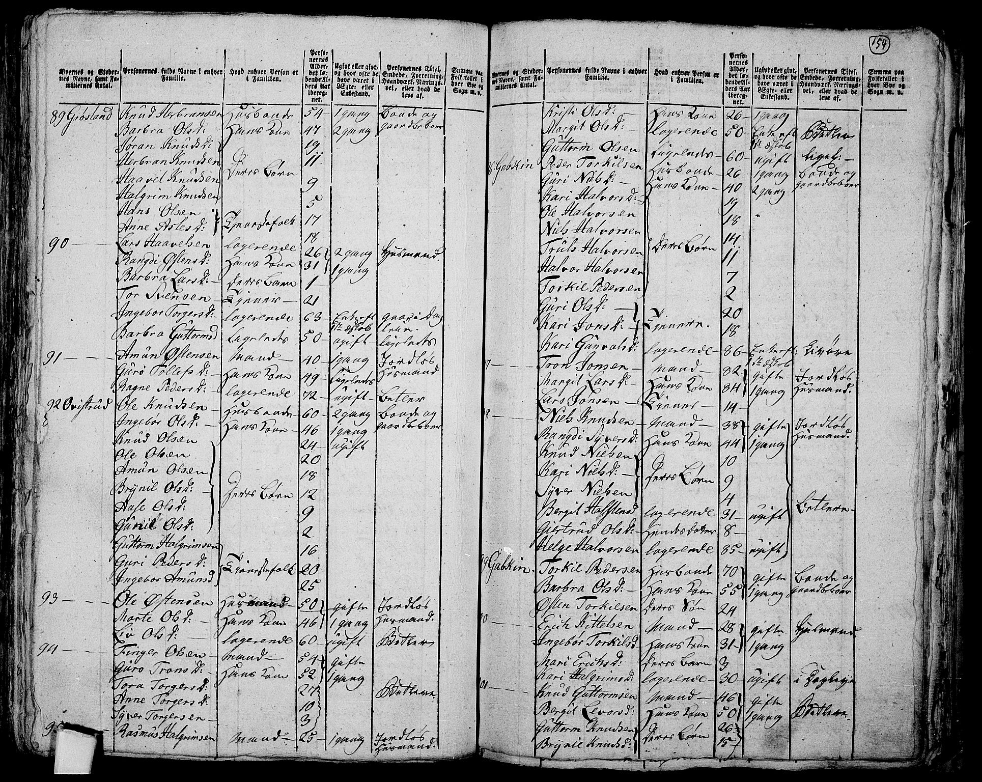 RA, 1801 census for 0616P Nes, 1801, p. 153b-154a