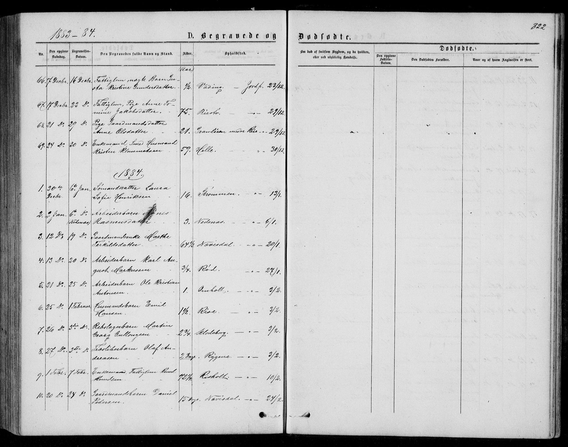 Øyestad sokneprestkontor, AV/SAK-1111-0049/F/Fb/L0008: Parish register (copy) no. B 8, 1872-1886, p. 322