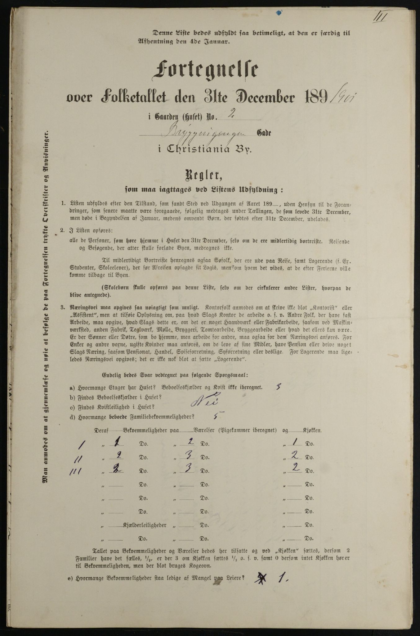 OBA, Municipal Census 1901 for Kristiania, 1901, p. 1689