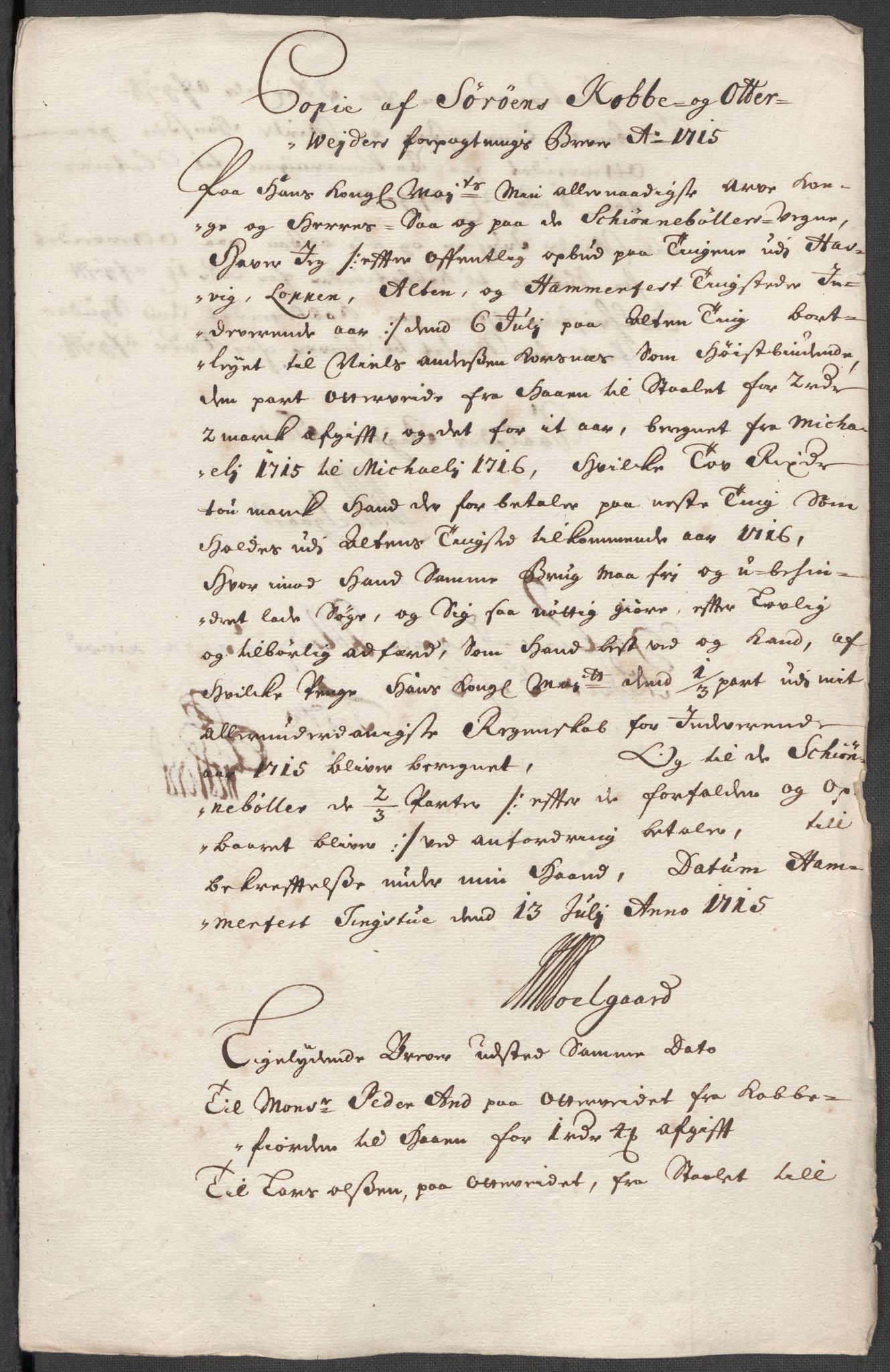 Rentekammeret inntil 1814, Reviderte regnskaper, Fogderegnskap, AV/RA-EA-4092/R69/L4856: Fogderegnskap Finnmark/Vardøhus, 1713-1715, p. 431