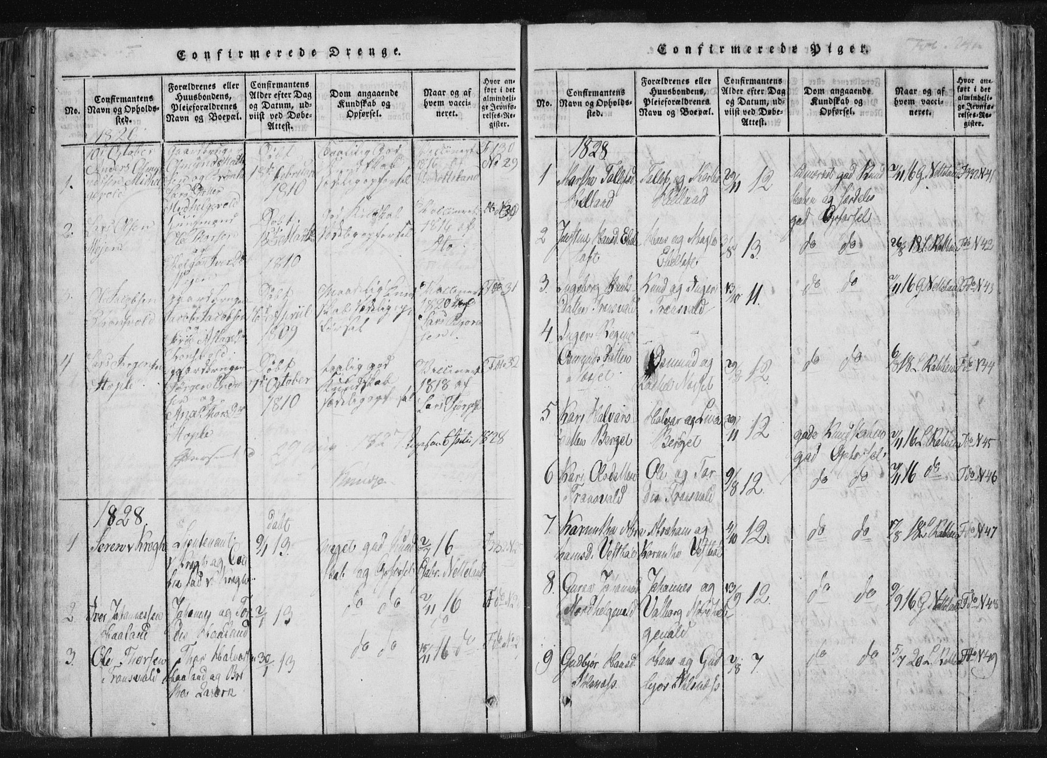 Vikedal sokneprestkontor, SAST/A-101840/01/IV: Parish register (official) no. A 4, 1816-1850, p. 241