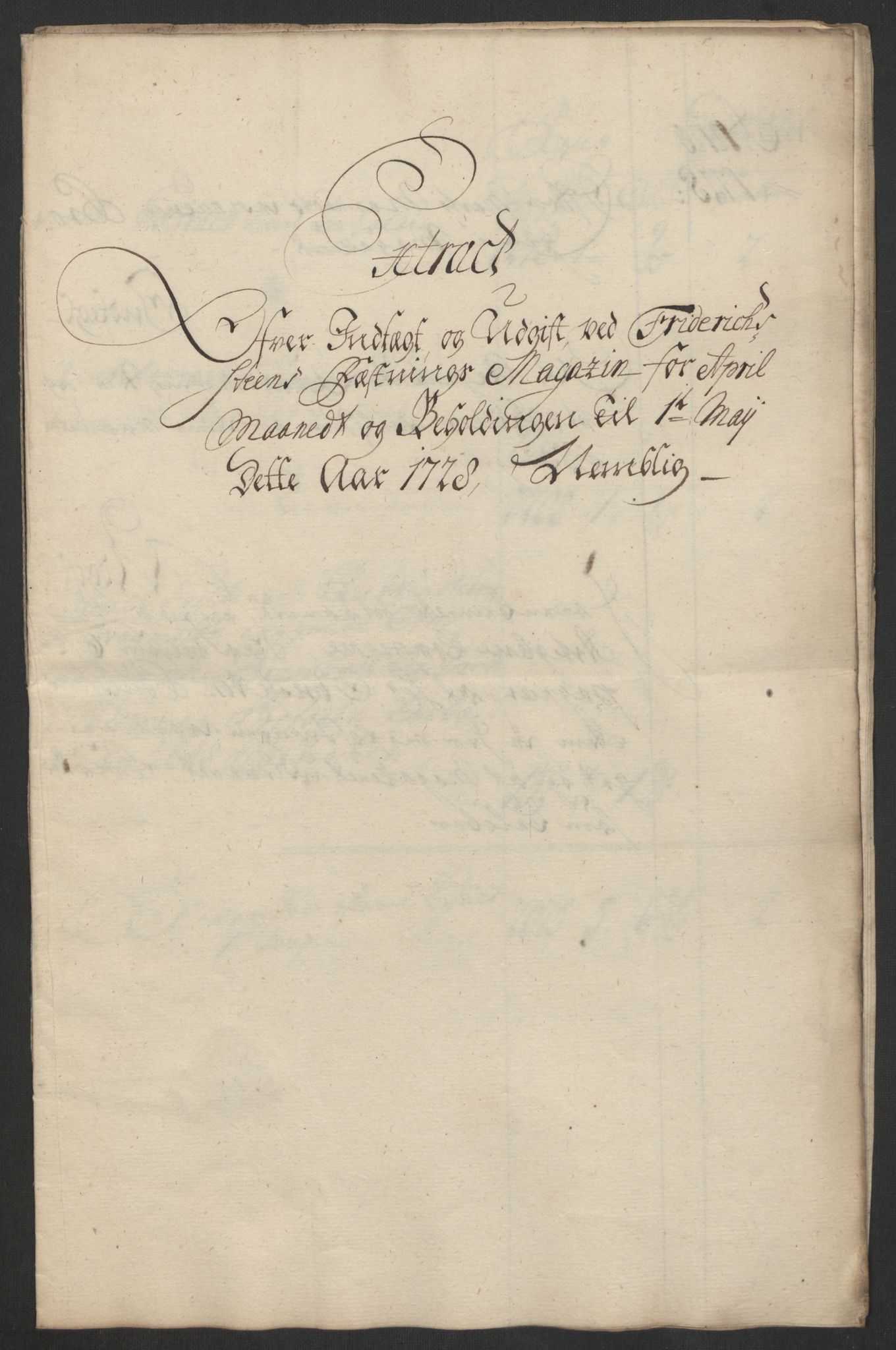 Kommanderende general (KG I) med Det norske krigsdirektorium, AV/RA-EA-5419/D/L0153: Fredriksten festning: Brev, inventarfortegnelser og regnskapsekstrakter, 1724-1729, p. 587