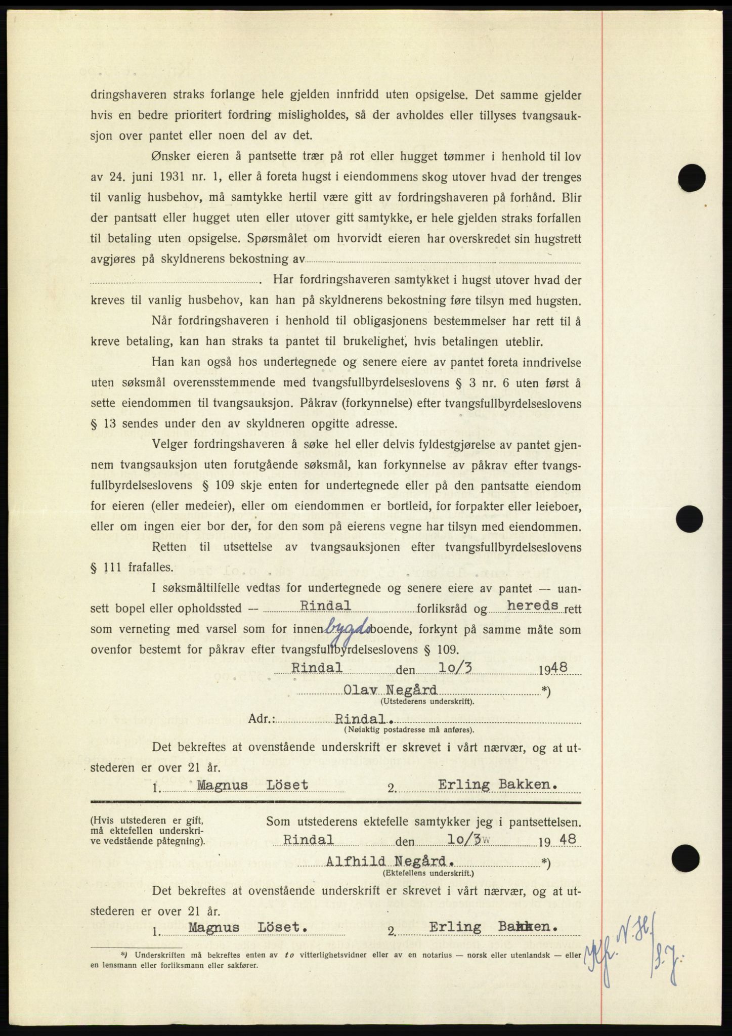 Nordmøre sorenskriveri, AV/SAT-A-4132/1/2/2Ca: Mortgage book no. B98, 1948-1948, Diary no: : 766/1948