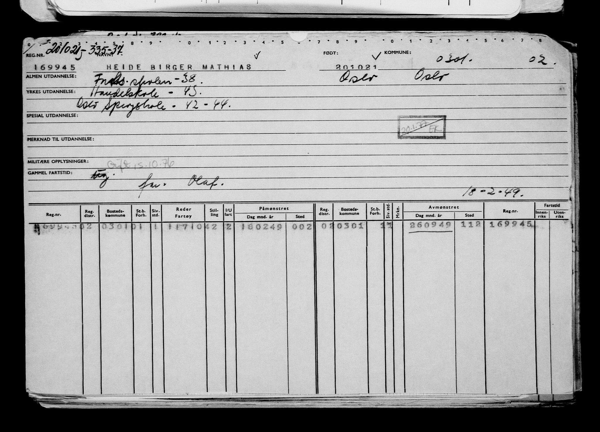 Direktoratet for sjømenn, AV/RA-S-3545/G/Gb/L0199: Hovedkort, 1921, p. 147