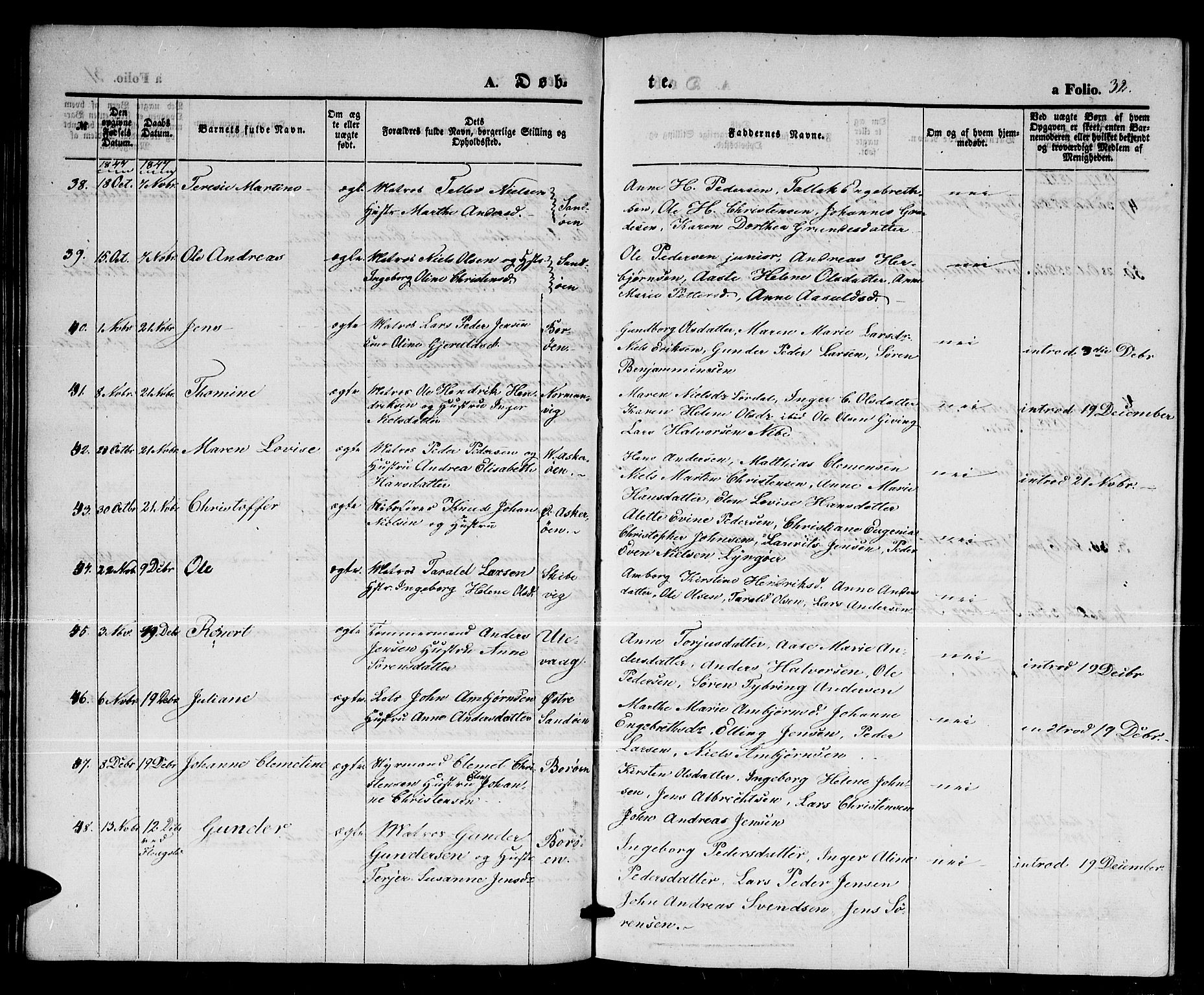 Dypvåg sokneprestkontor, AV/SAK-1111-0007/F/Fb/Fba/L0010: Parish register (copy) no. B 10, 1842-1857, p. 32