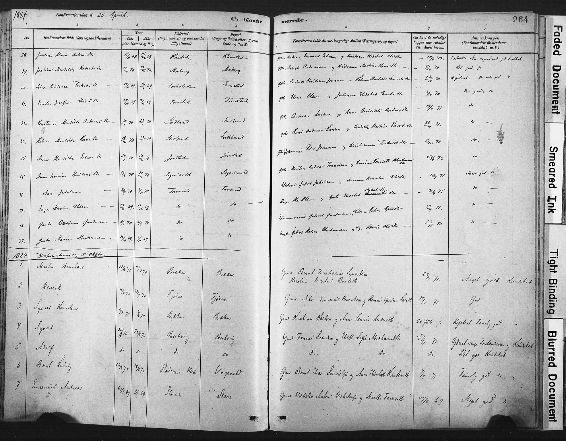 Lista sokneprestkontor, AV/SAK-1111-0027/F/Fa/L0012: Parish register (official) no. A 12, 1879-1903, p. 264