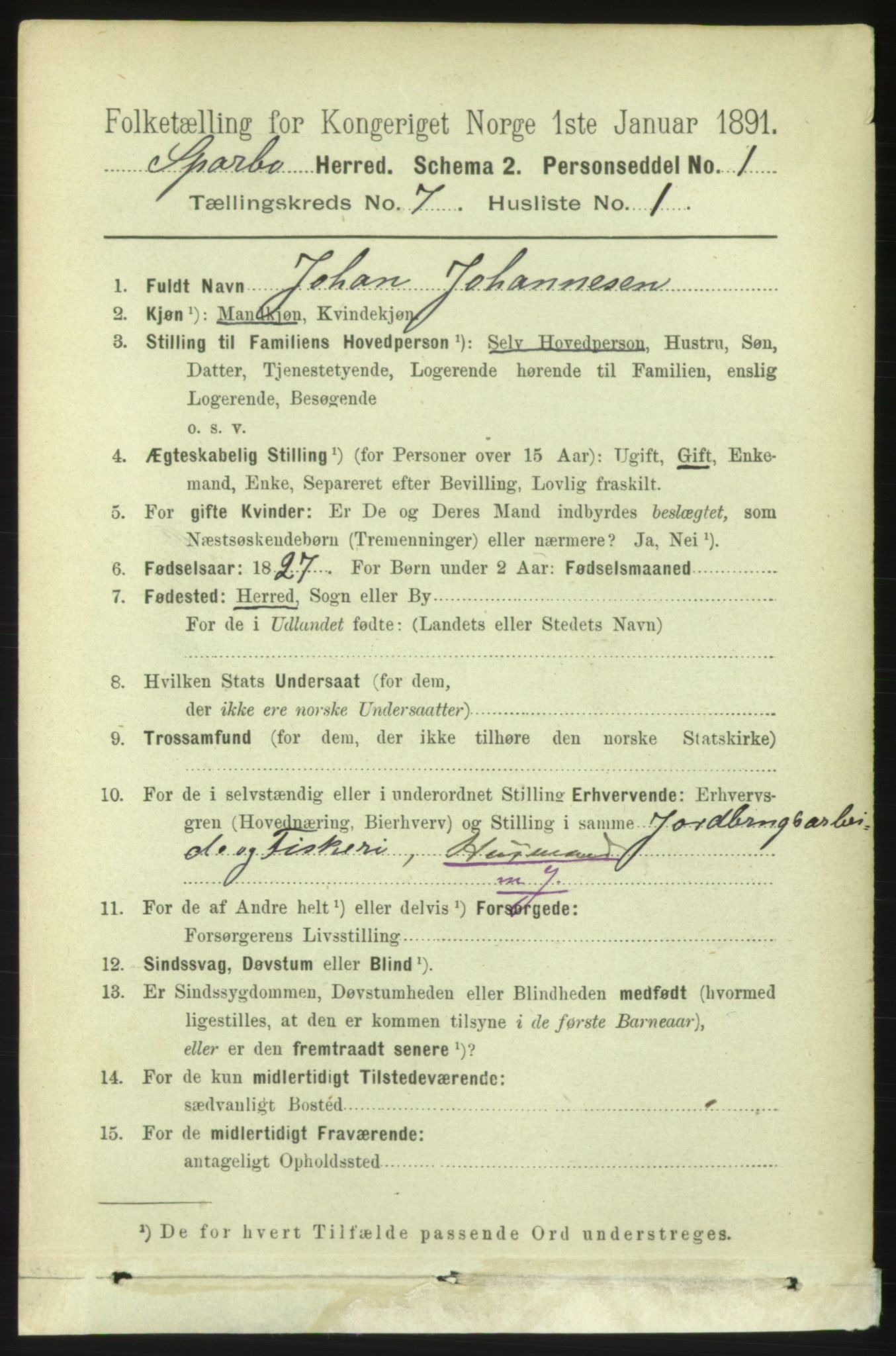 RA, 1891 census for 1731 Sparbu, 1891, p. 2405