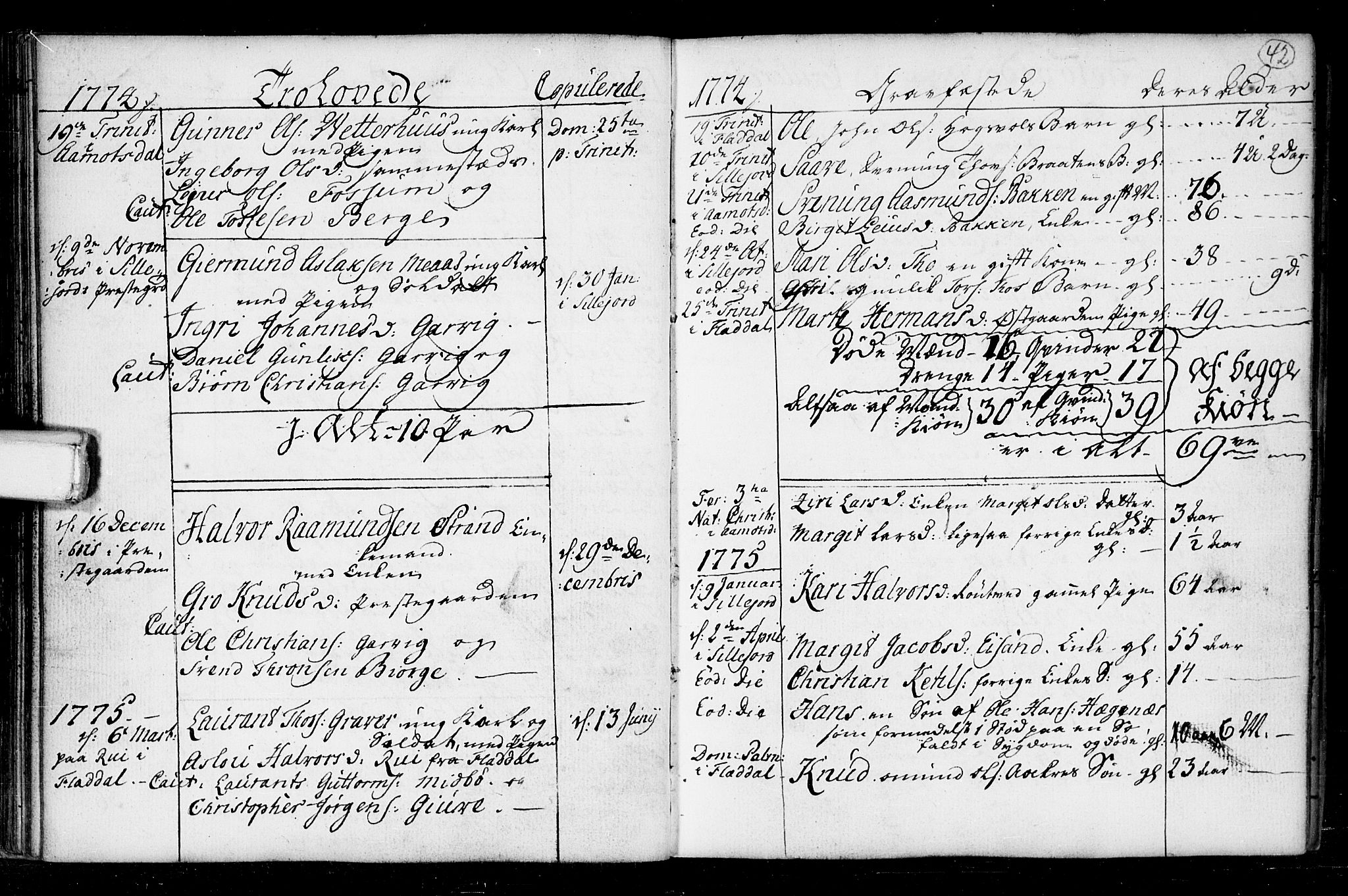 Seljord kirkebøker, AV/SAKO-A-20/F/Fa/L0008: Parish register (official) no. I 8, 1755-1814, p. 42