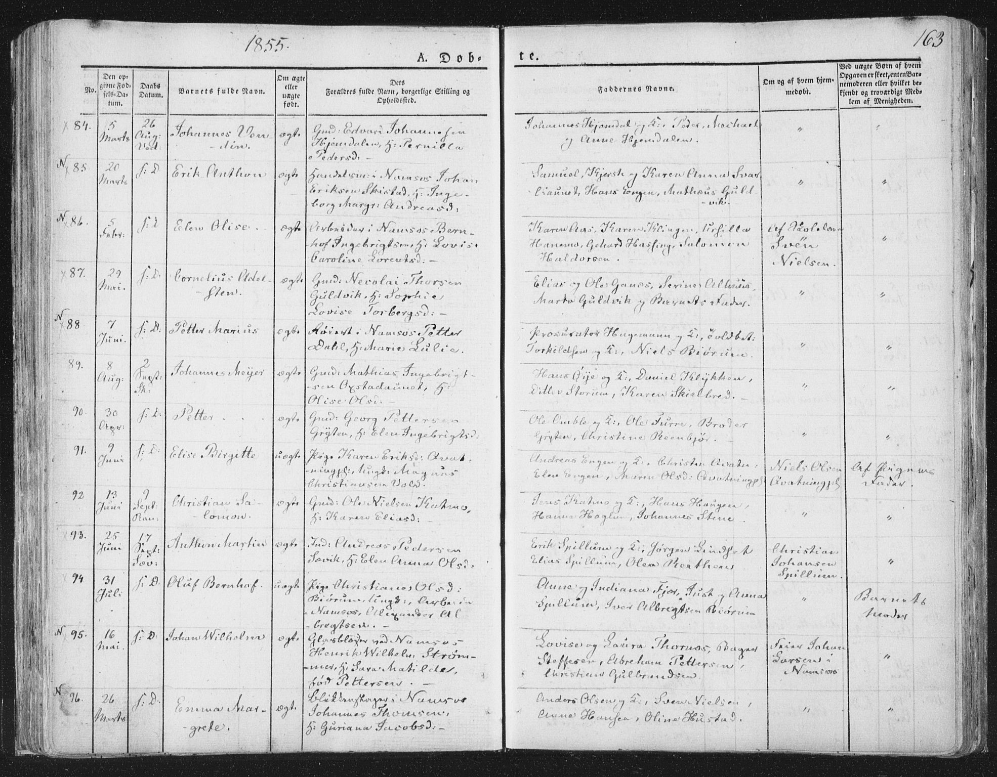 Ministerialprotokoller, klokkerbøker og fødselsregistre - Nord-Trøndelag, AV/SAT-A-1458/764/L0551: Parish register (official) no. 764A07a, 1824-1864, p. 163