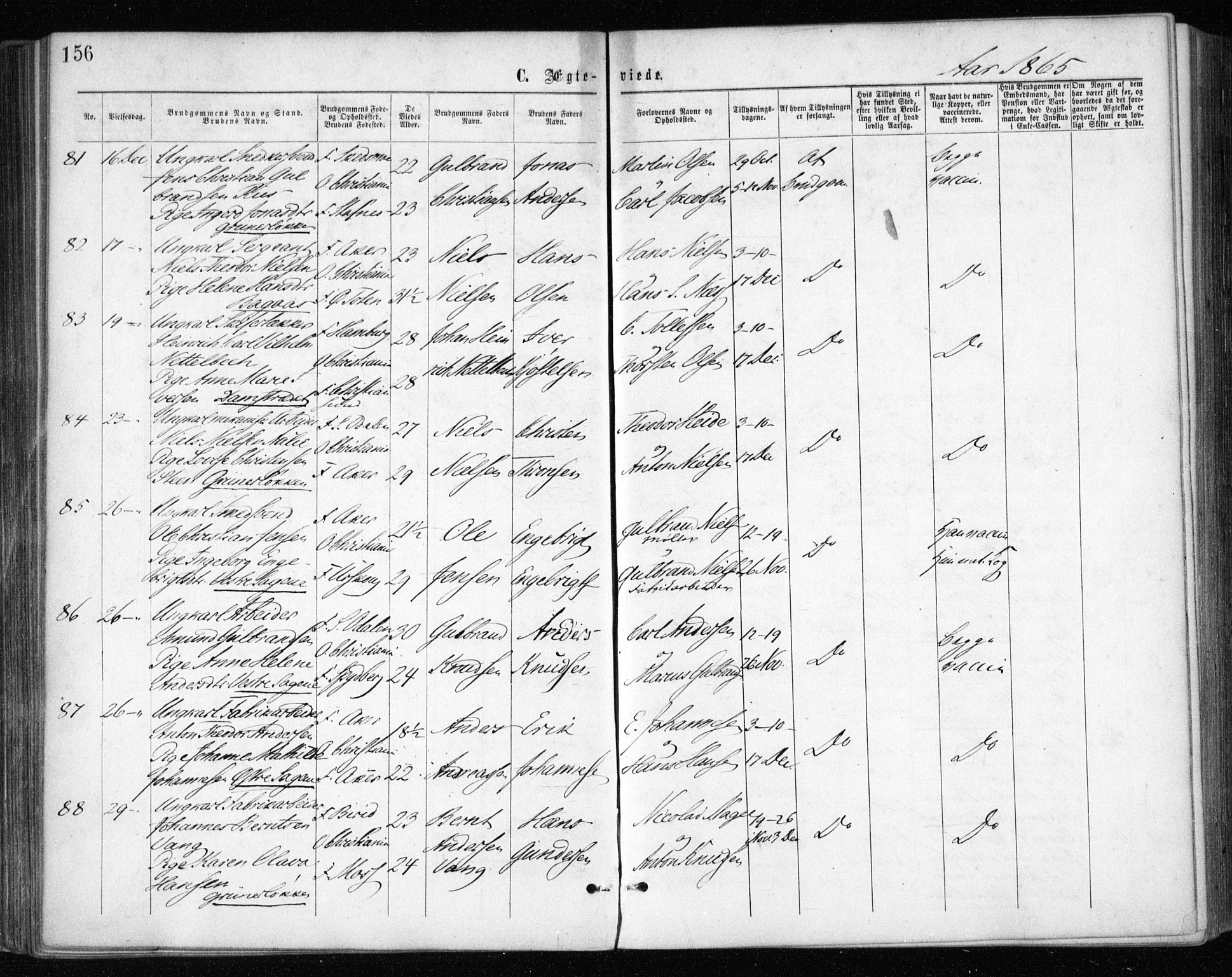 Gamle Aker prestekontor Kirkebøker, AV/SAO-A-10617a/F/L0003: Parish register (official) no. 3, 1865-1873, p. 156