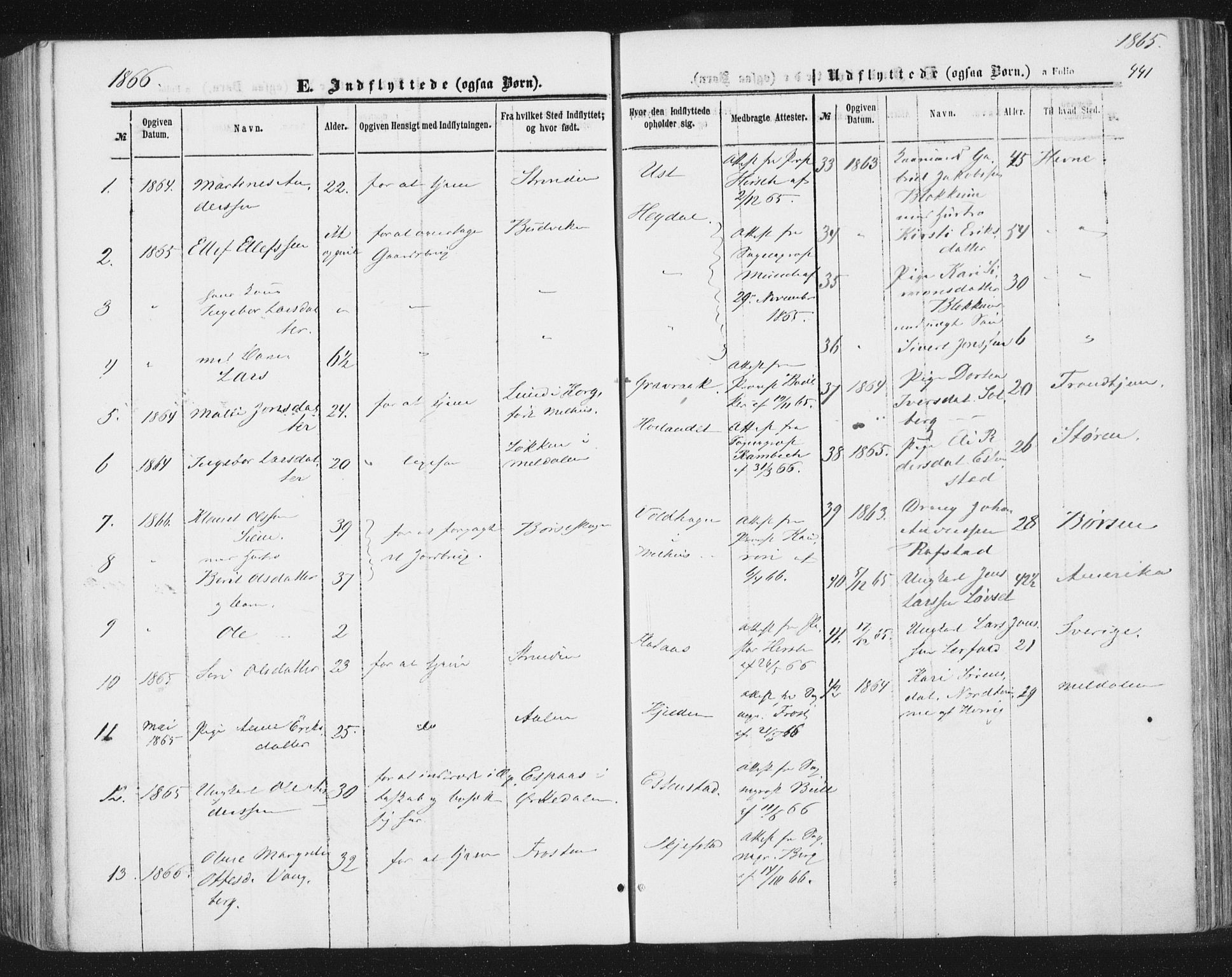 Ministerialprotokoller, klokkerbøker og fødselsregistre - Sør-Trøndelag, AV/SAT-A-1456/691/L1077: Parish register (official) no. 691A09, 1862-1873, p. 441