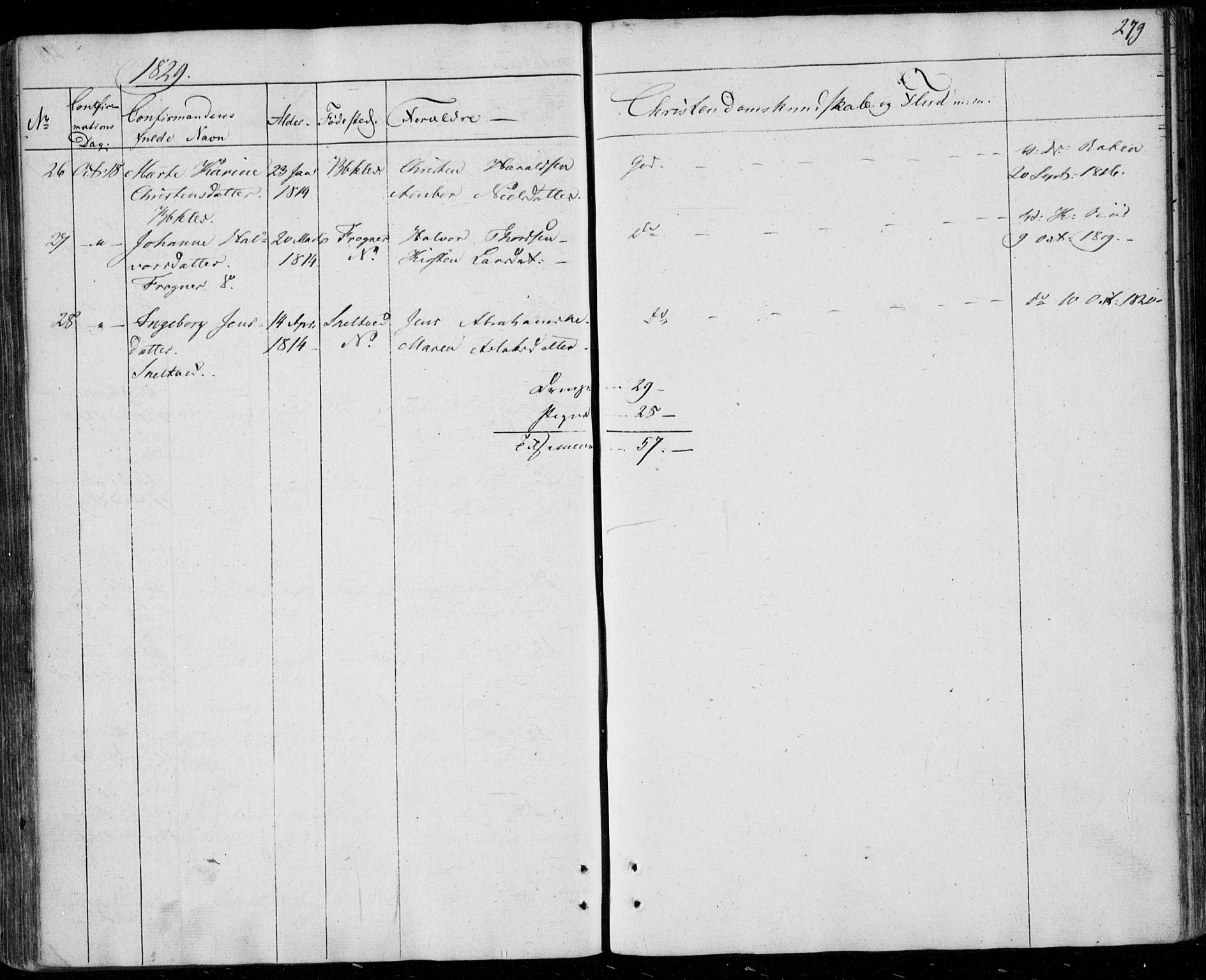 Gjerpen kirkebøker, AV/SAKO-A-265/F/Fa/L0005: Parish register (official) no. I 5, 1823-1829, p. 279