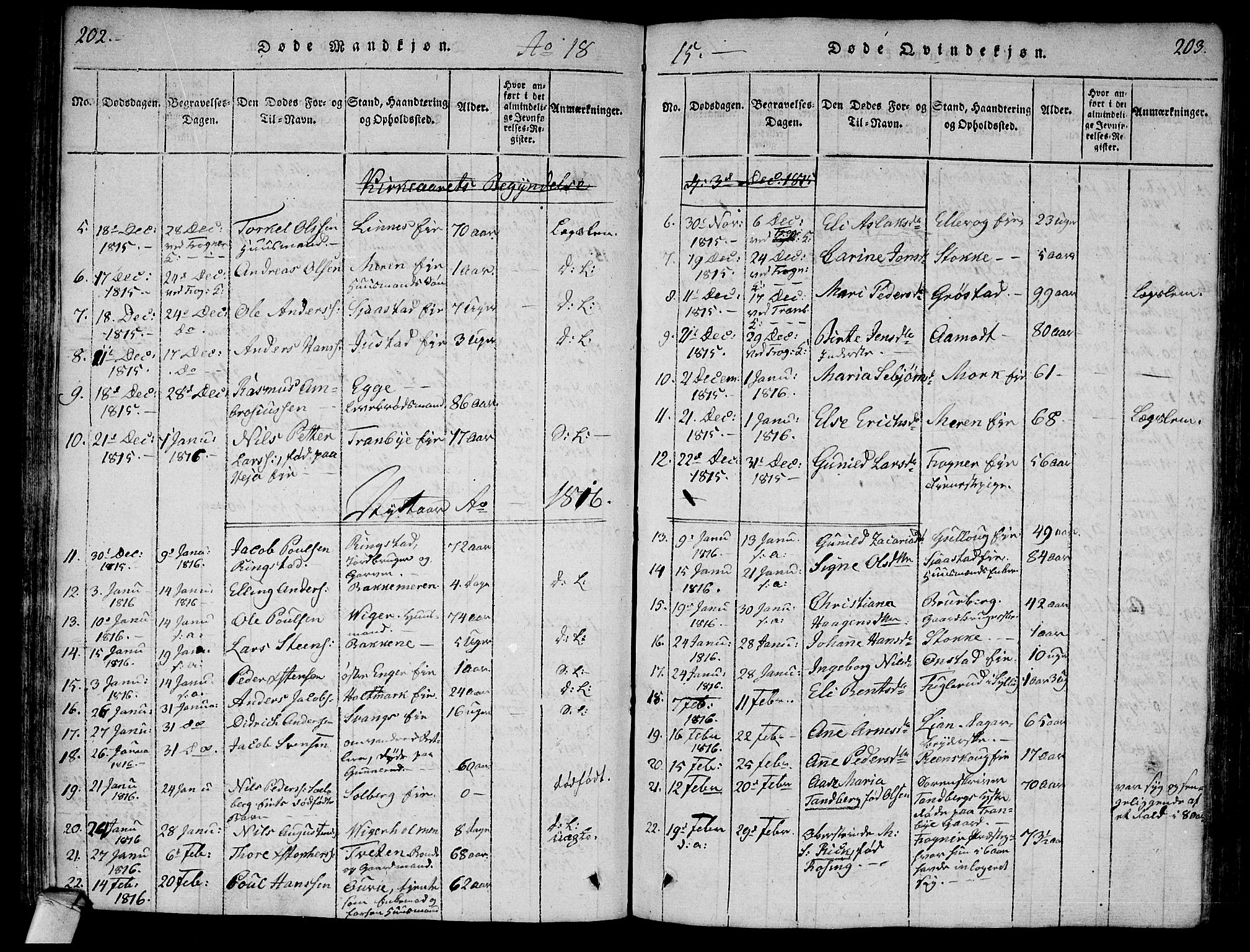 Lier kirkebøker, AV/SAKO-A-230/F/Fa/L0008: Parish register (official) no. I 8, 1813-1825, p. 202-203