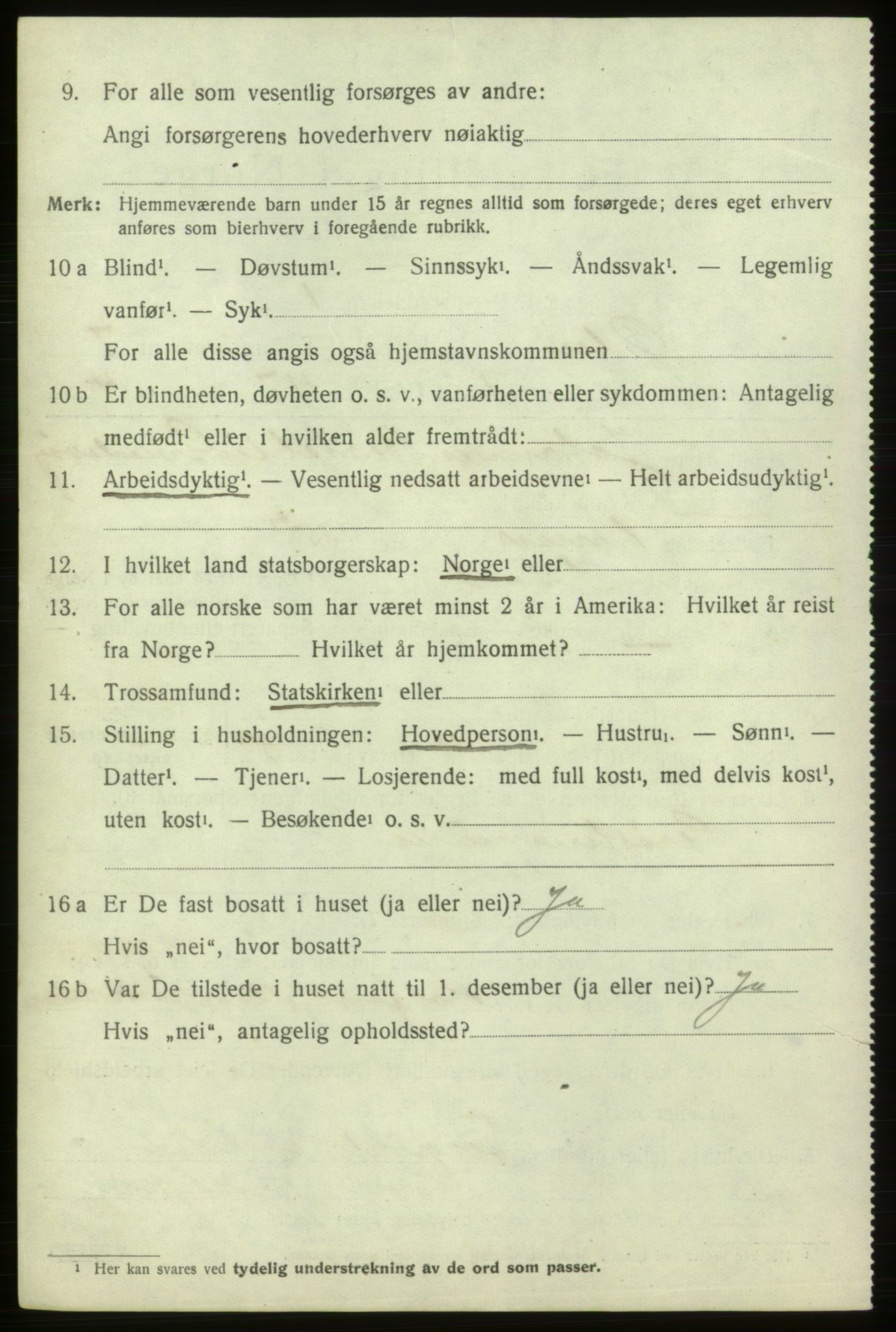 SAB, 1920 census for Ølen, 1920, p. 3158
