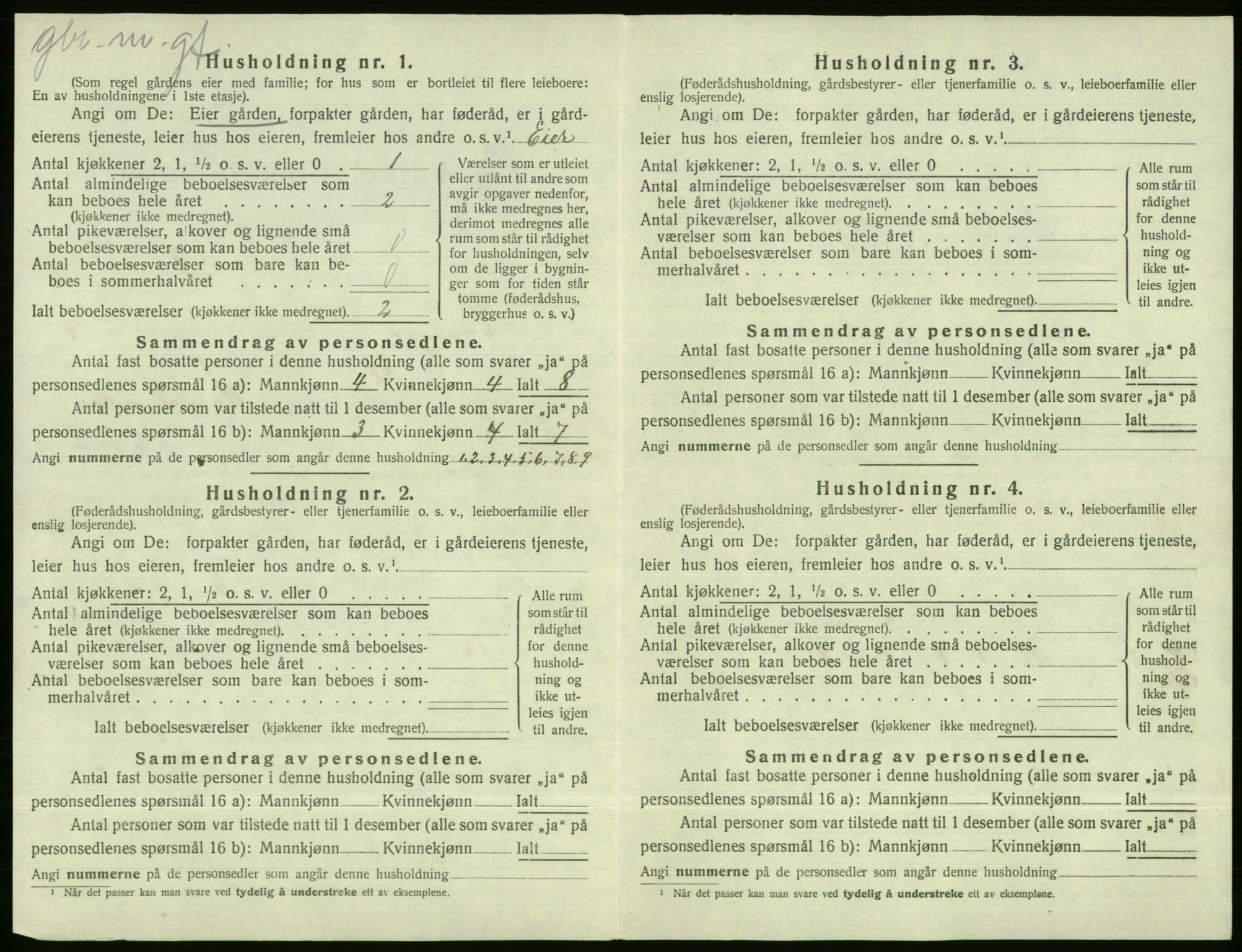 SAB, 1920 census for Evanger, 1920, p. 648