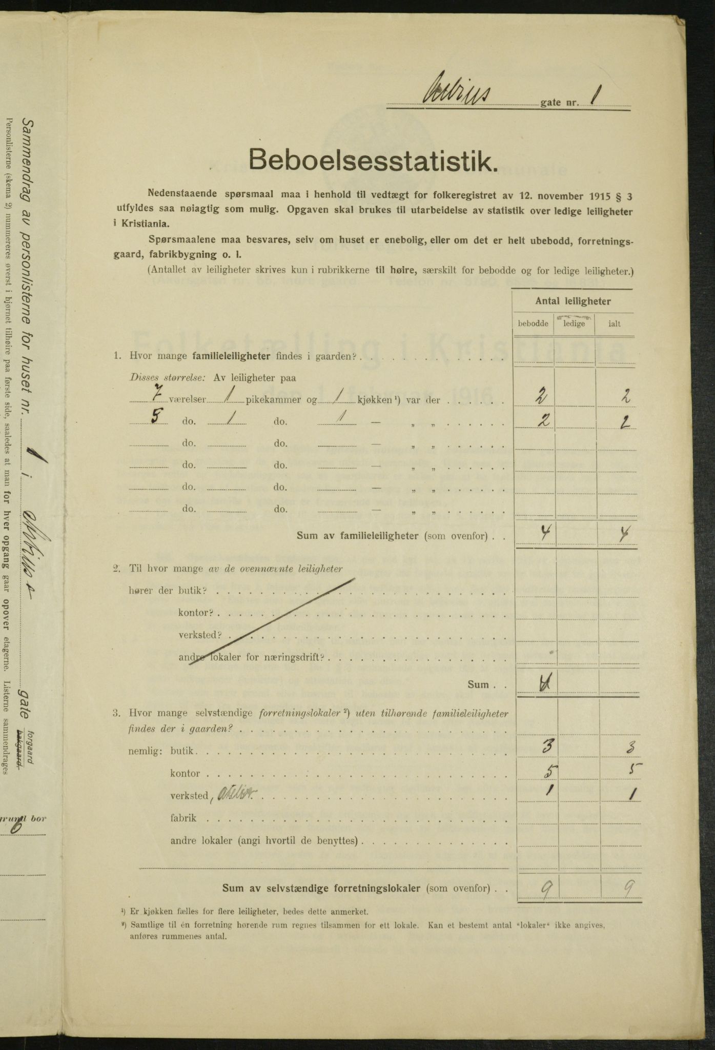 OBA, Municipal Census 1916 for Kristiania, 1916, p. 1472