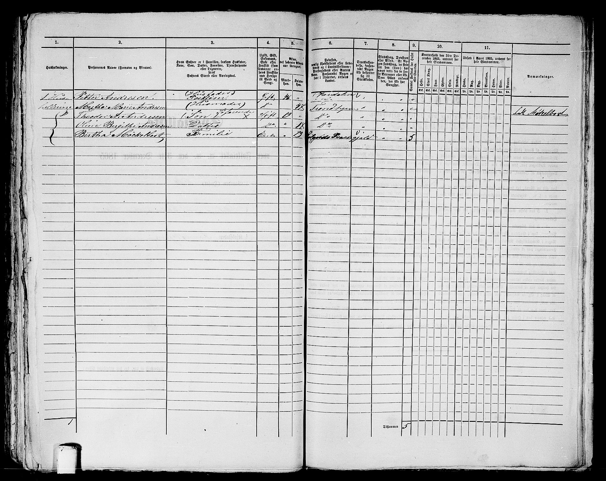 RA, 1865 census for Trondheim, 1865, p. 2054