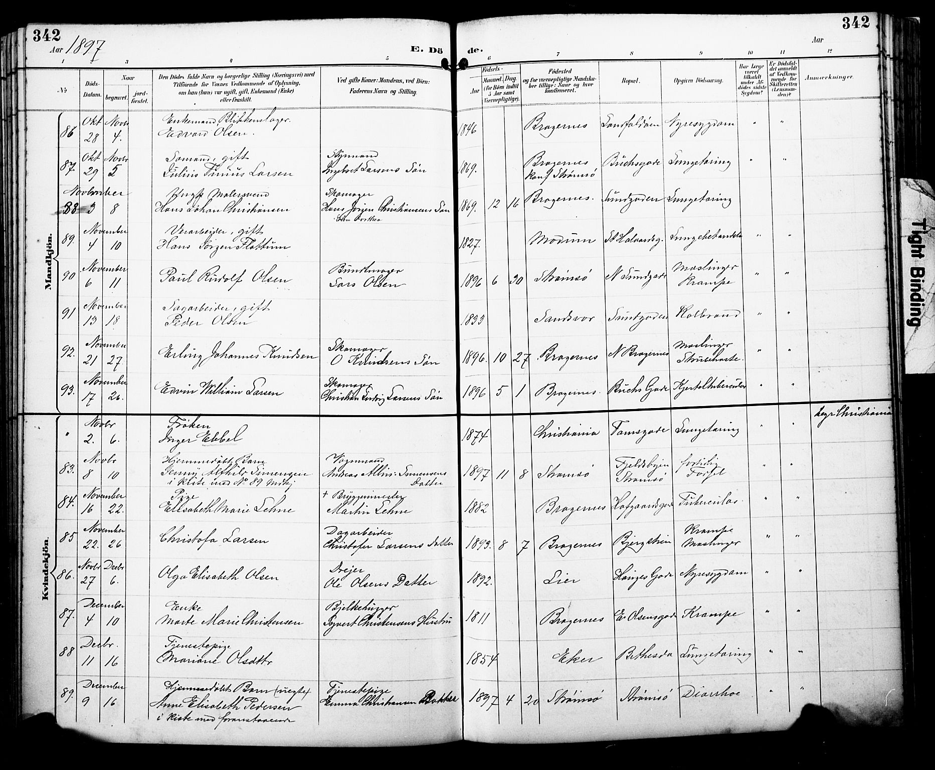Bragernes kirkebøker, SAKO/A-6/F/Fb/L0008: Parish register (official) no. II 8, 1894-1902, p. 342