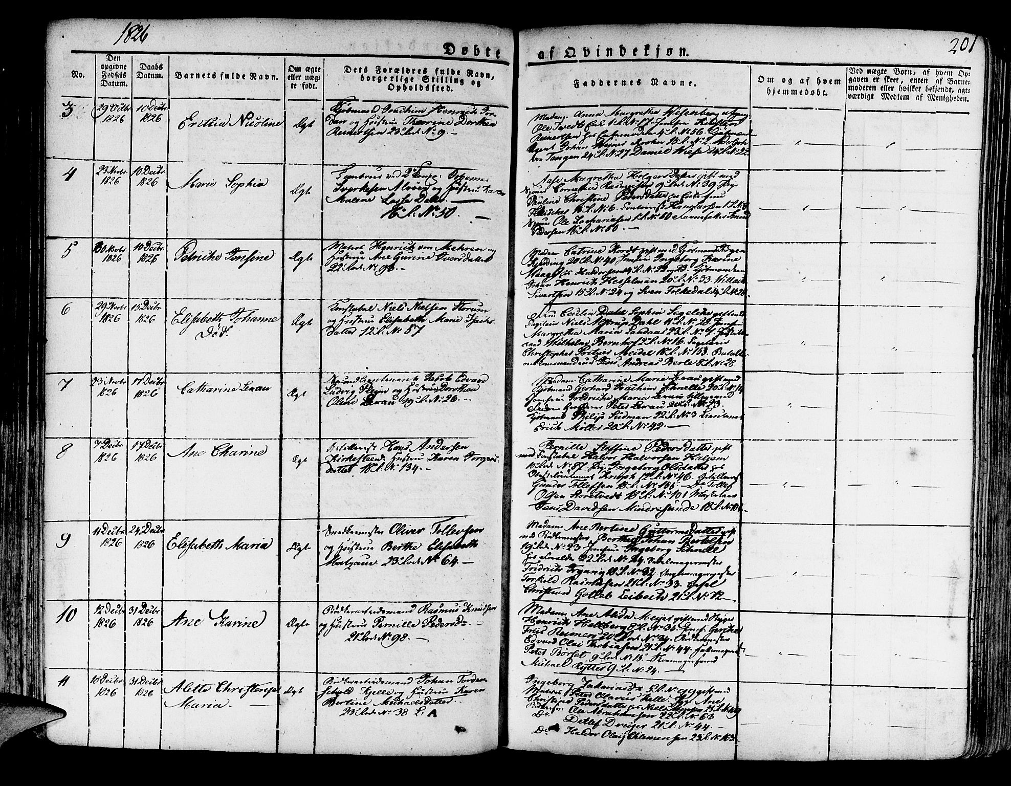 Korskirken sokneprestembete, AV/SAB-A-76101/H/Haa/L0014: Parish register (official) no. A 14, 1823-1835, p. 201