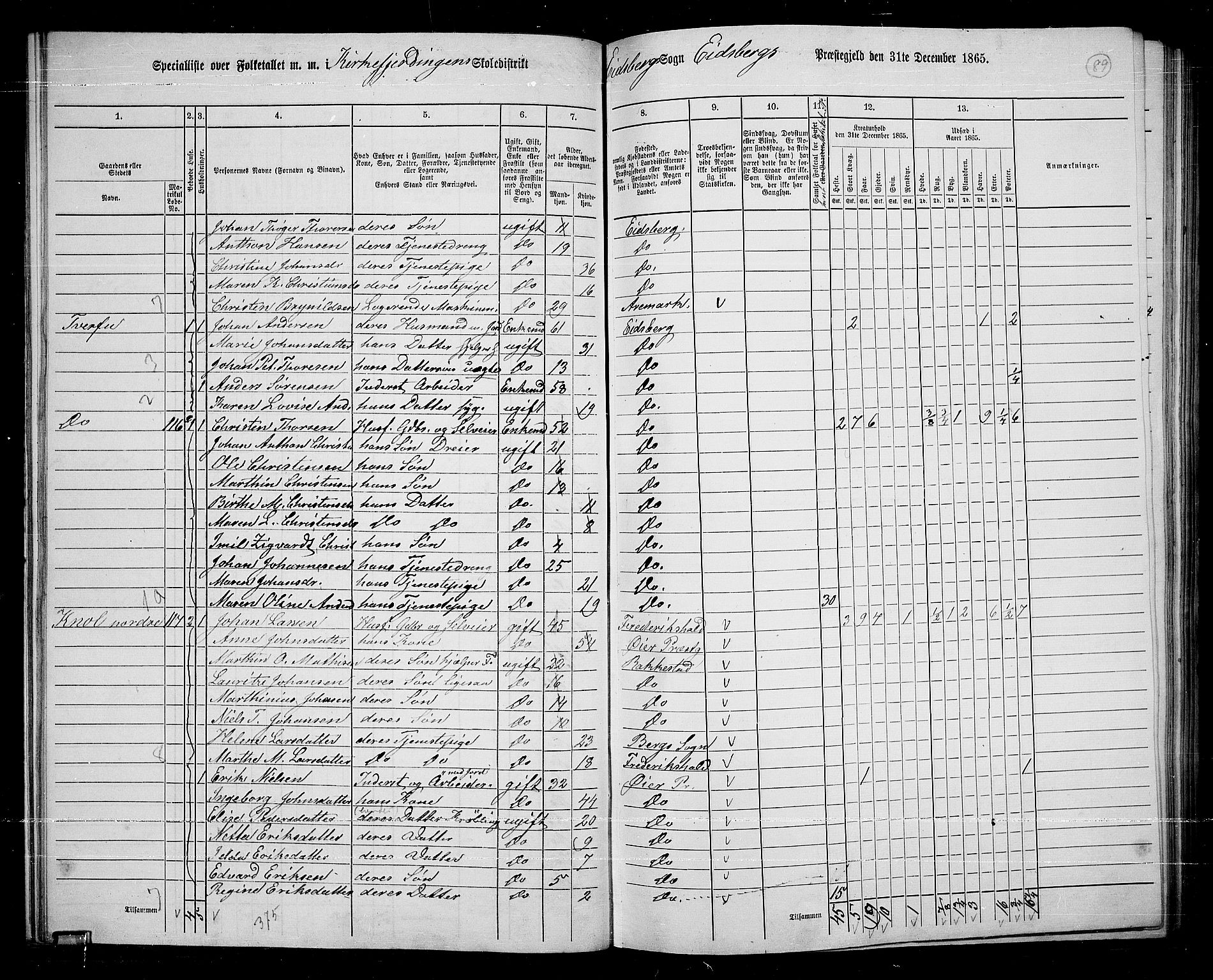 RA, 1865 census for Eidsberg, 1865, p. 78