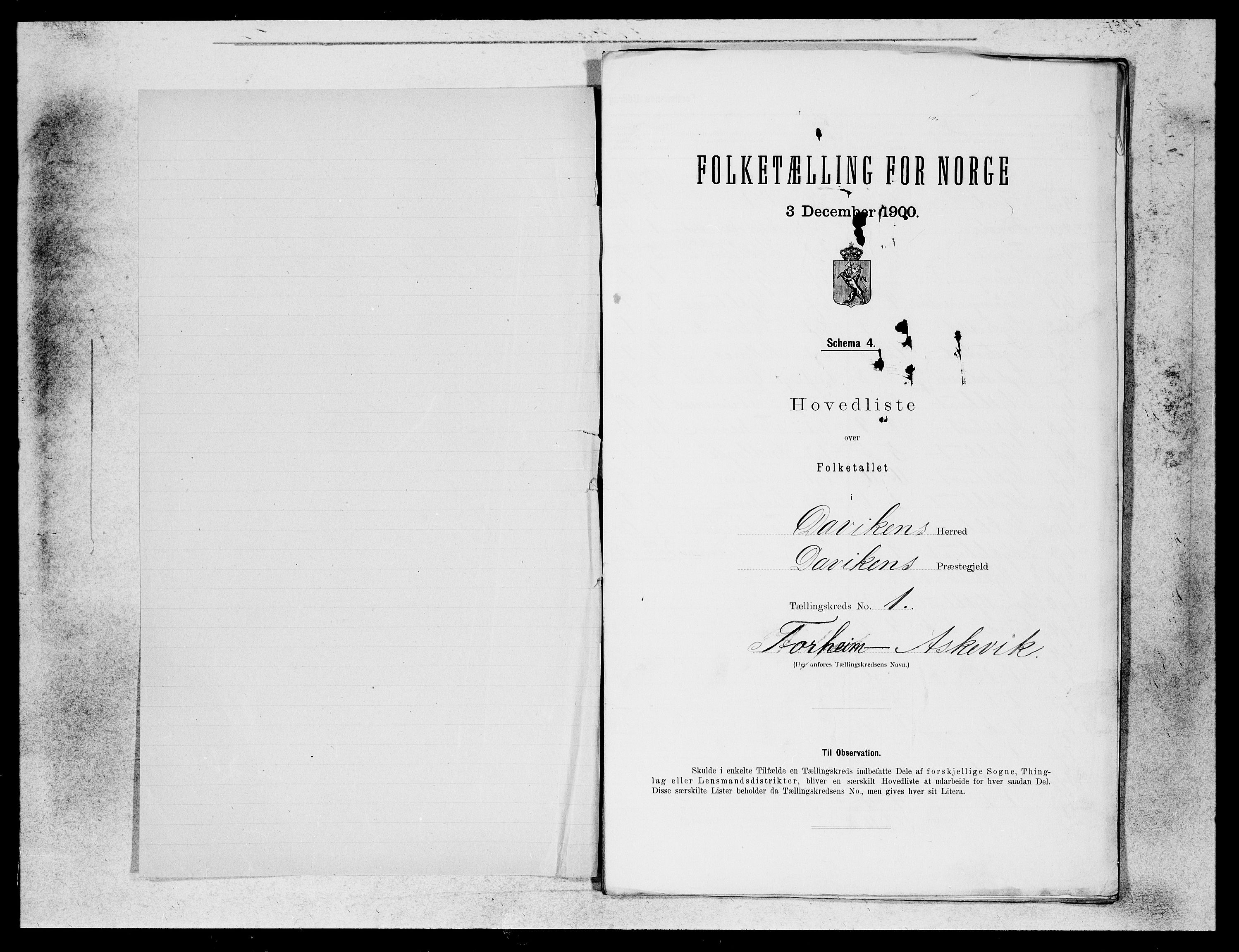 SAB, 1900 census for Davik, 1900, p. 1
